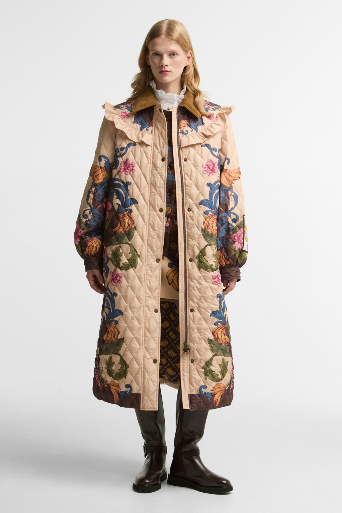 Barbour x Farm Rio Dania Kapitone Ceket WH12 White