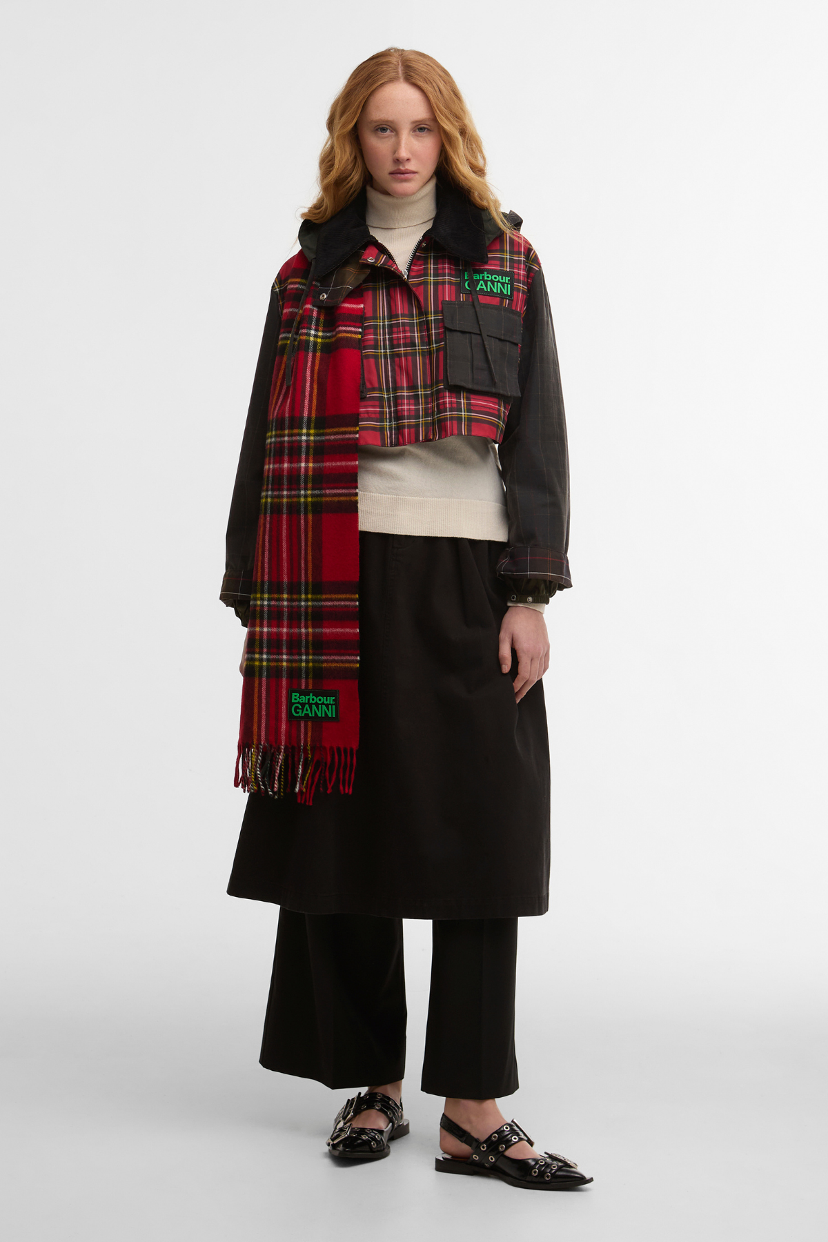 Barbour x GANNI Yün Atkı RE51 Royal Stewart Tartan