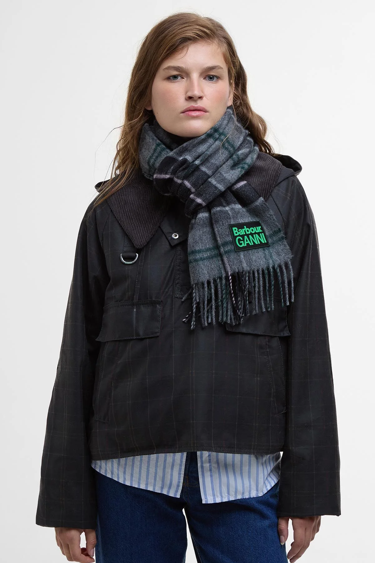 Barbour x GANNI Yün Atkı TN51 Winter Tartan