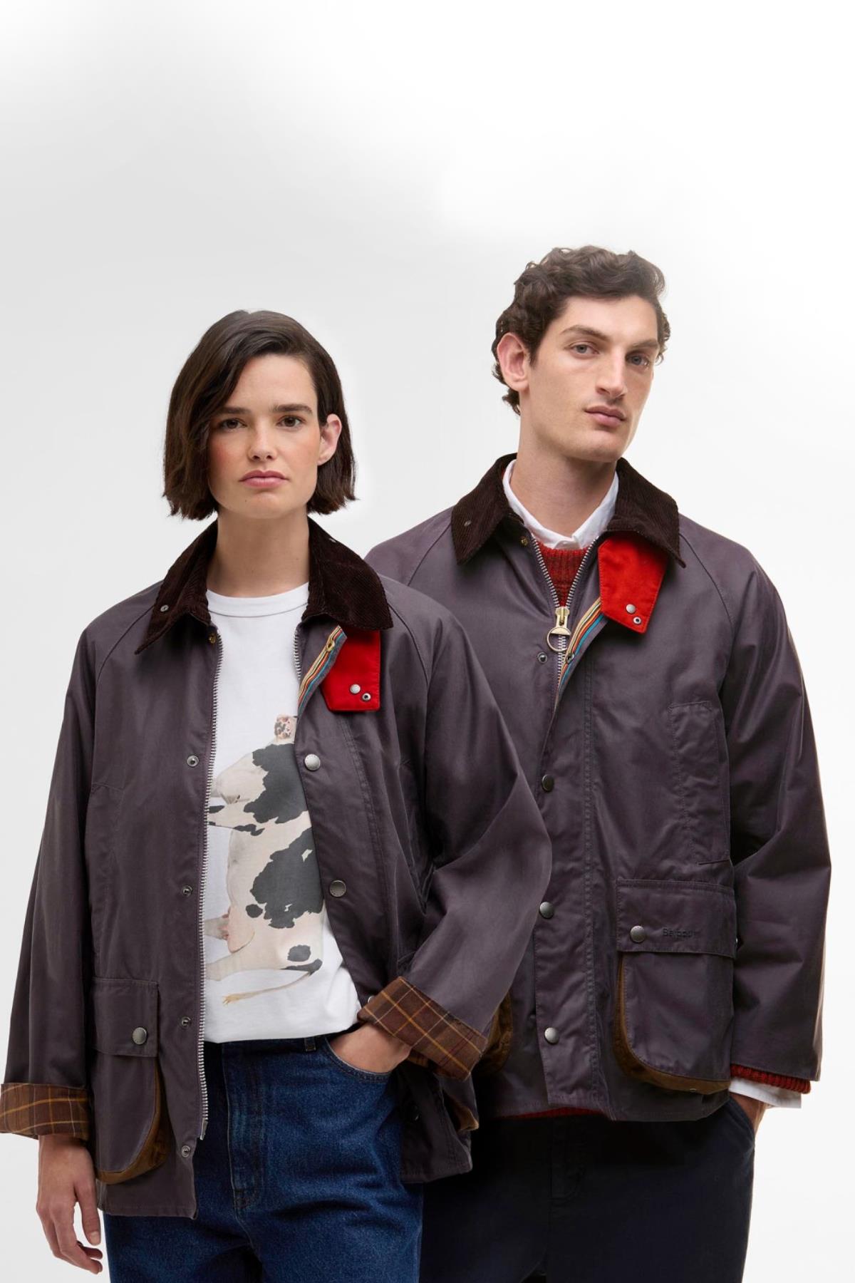 Barbour x Paul Smith OS Bedale Yağlı Ceket PU11 Grey Lilac