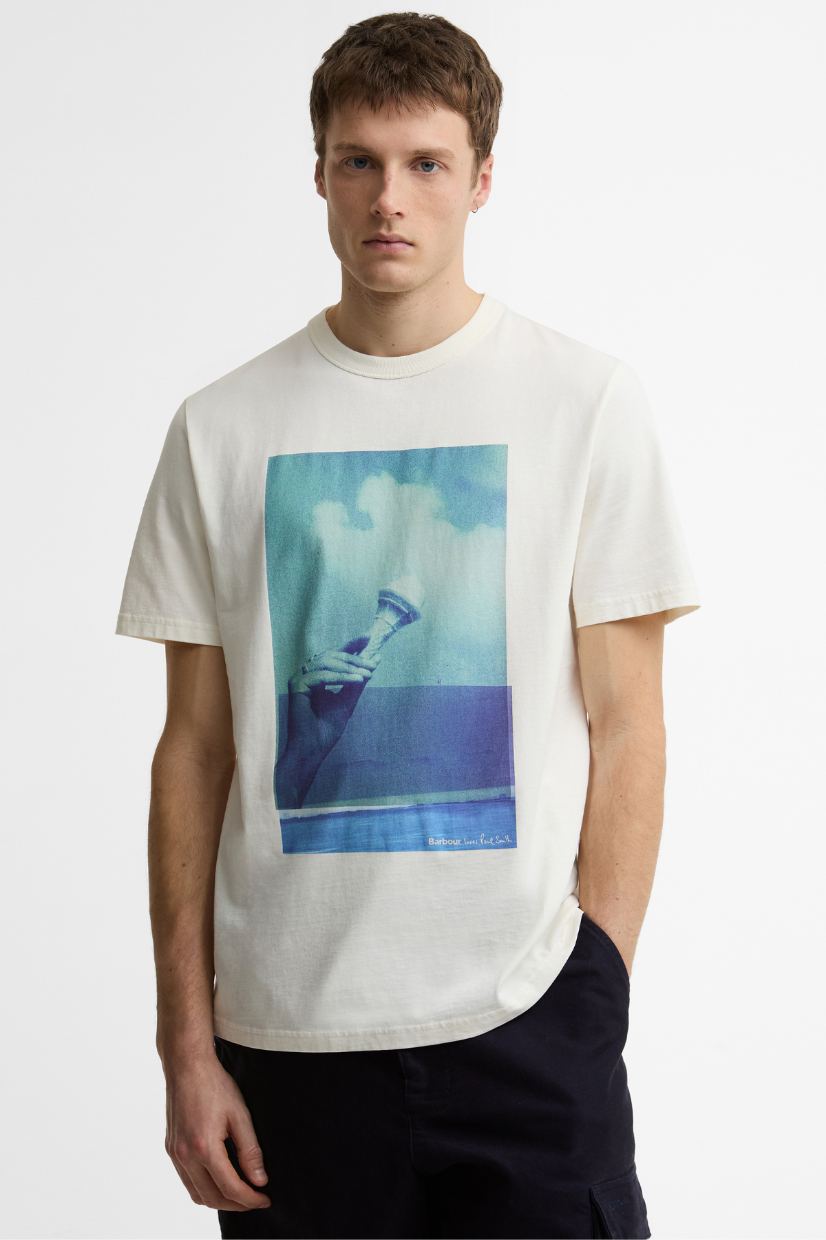 Barbour X Paul Smith Scoop T-Shirt WH32 Whisper White