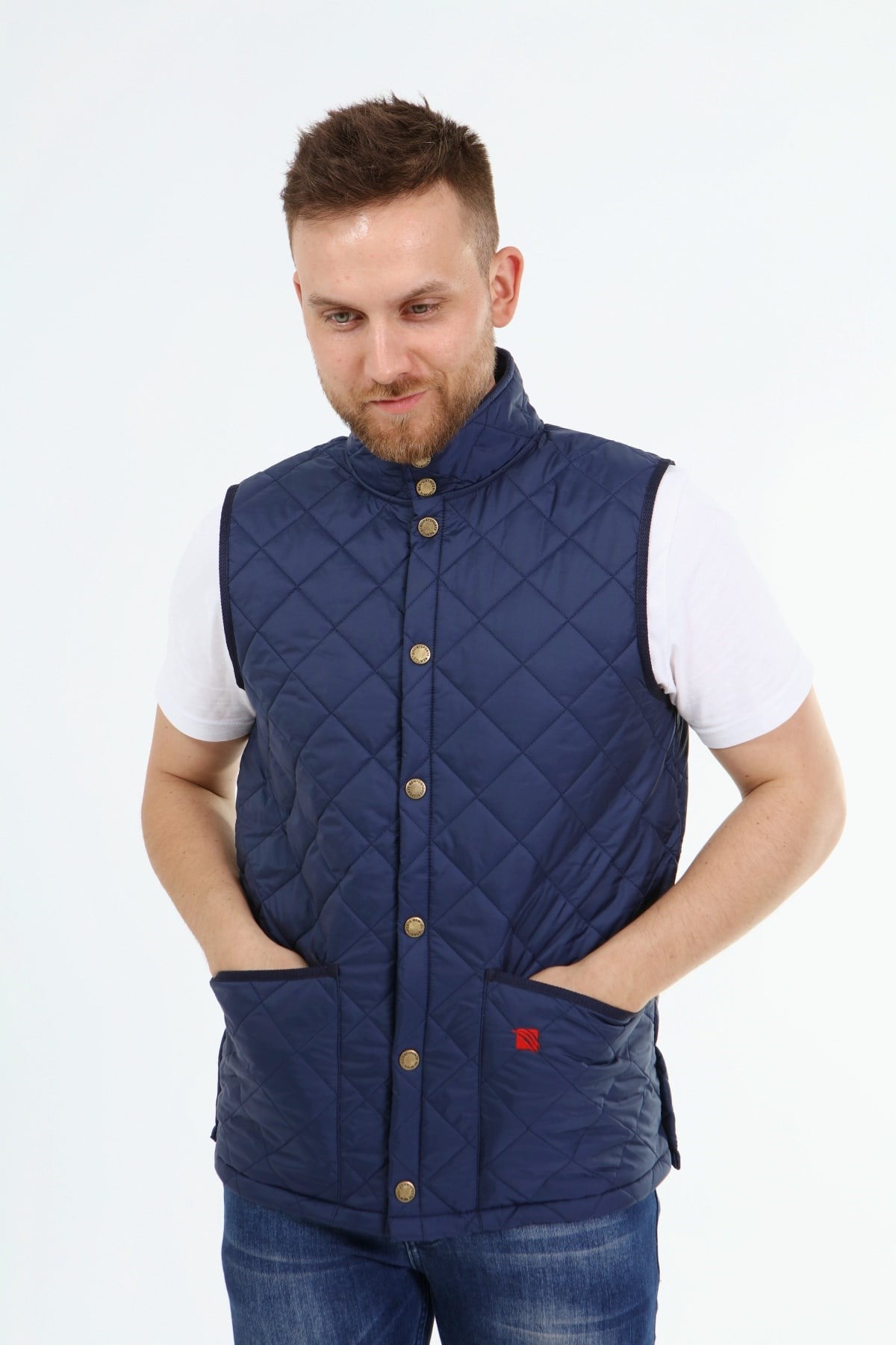 New Outdoor Warm Kapitone Yelek Açık Lacivert