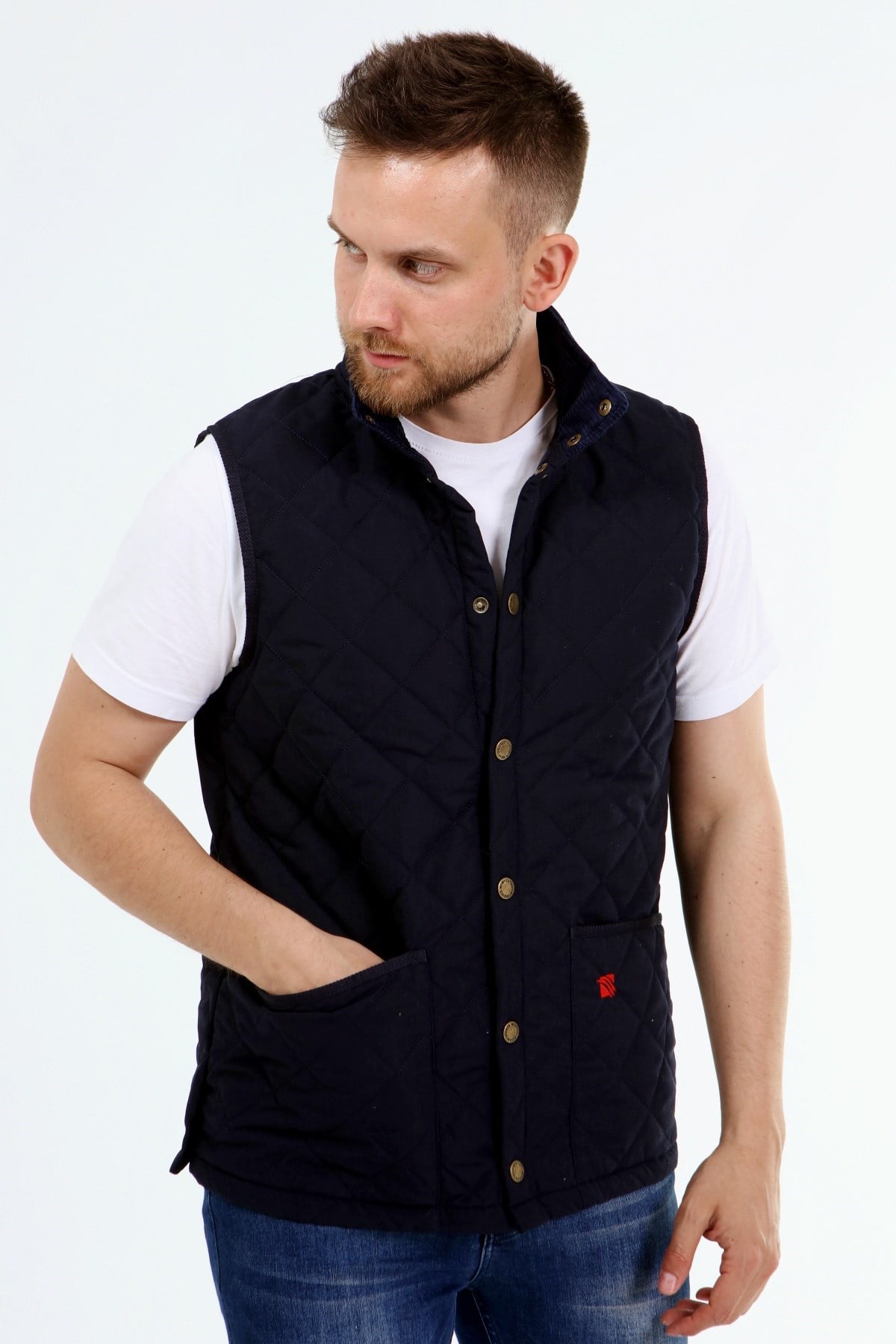 New Outdoor Warm Kapitone Yelek Mat Lacivert