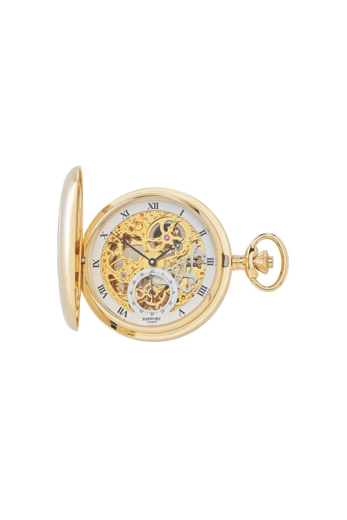 Rapport London Mekanik Yarım Kapaklı Cep Saati 53 mm Gold