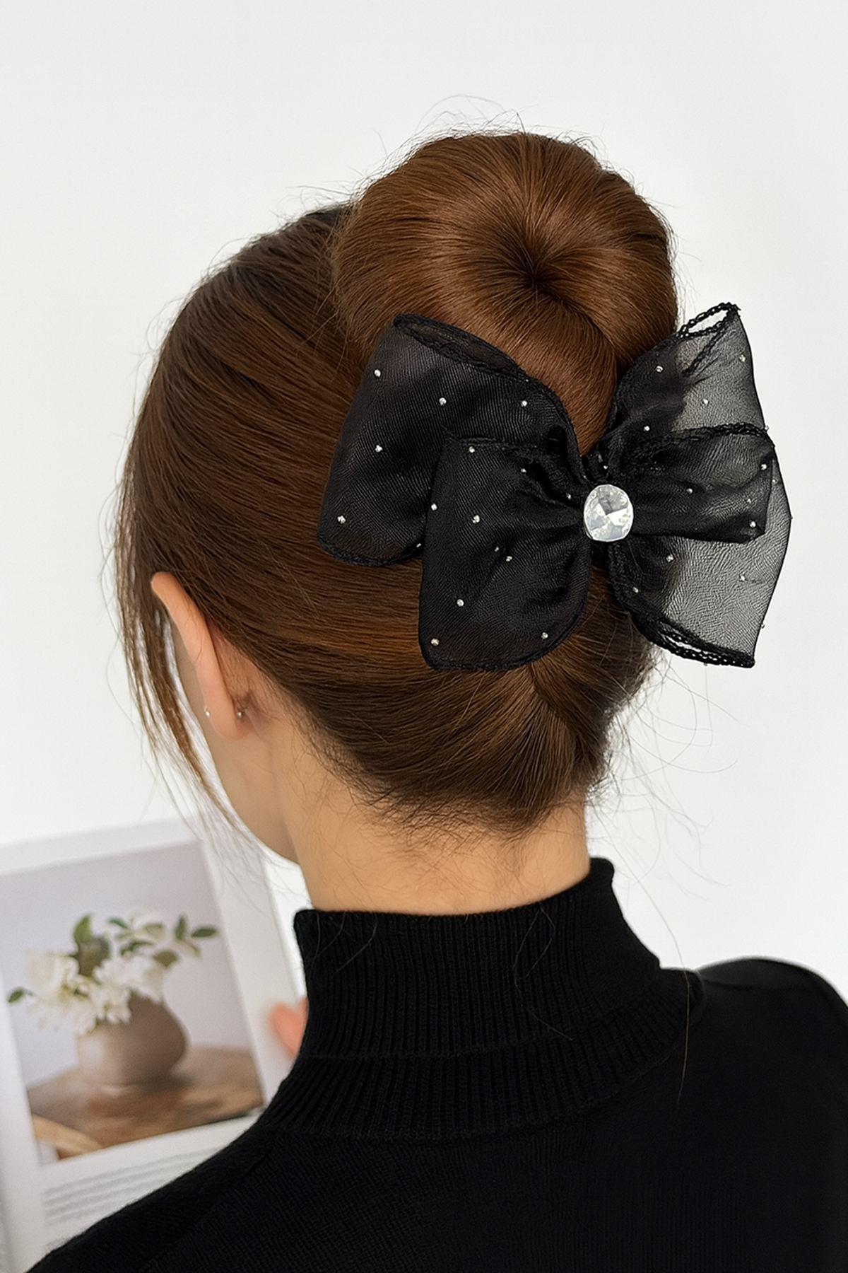 Siyah Renk Kurdele Figürlü Mandal Toka