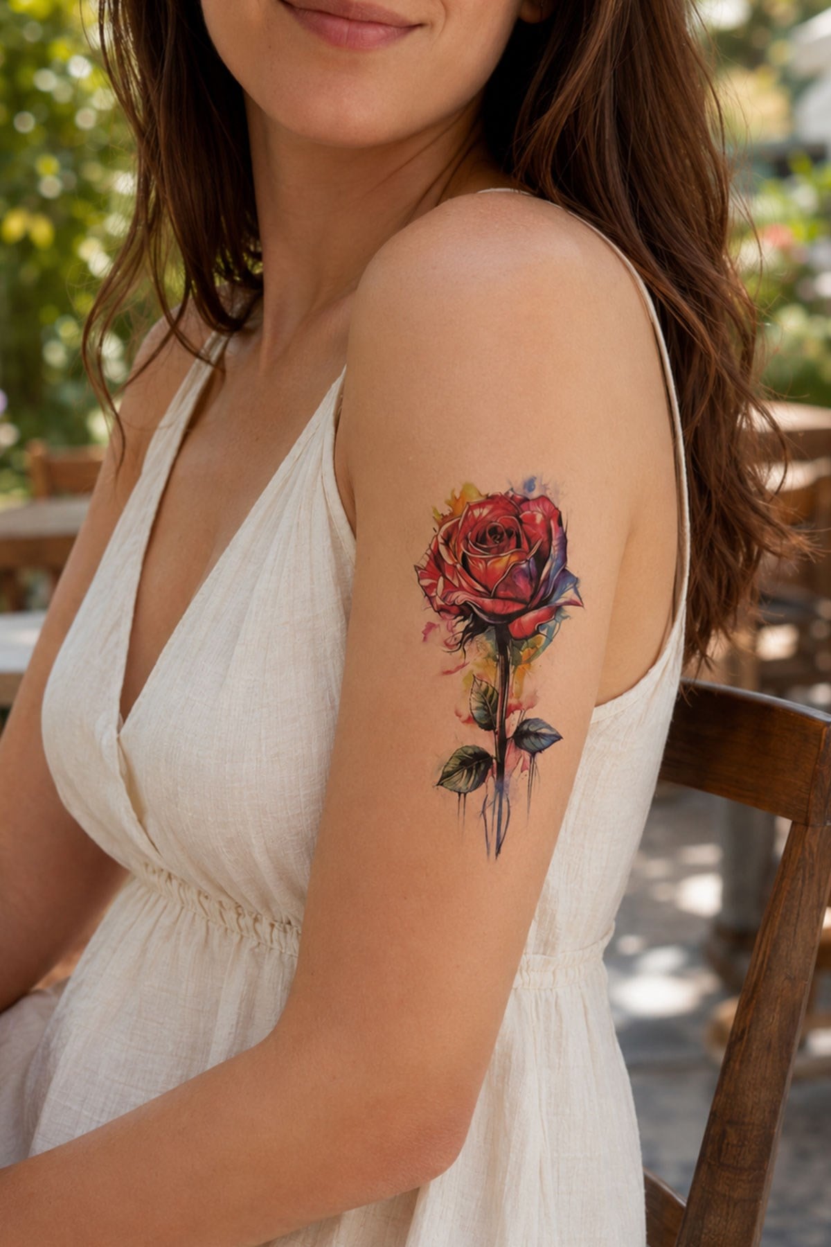 Karışık Renk Gül Mini Geçici Dövme Tattoo