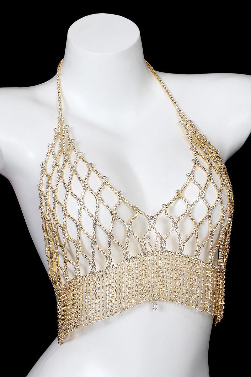 Altın Renk Taşlı Bikini Üstü /Bralet /Vücut Aksesuarı
