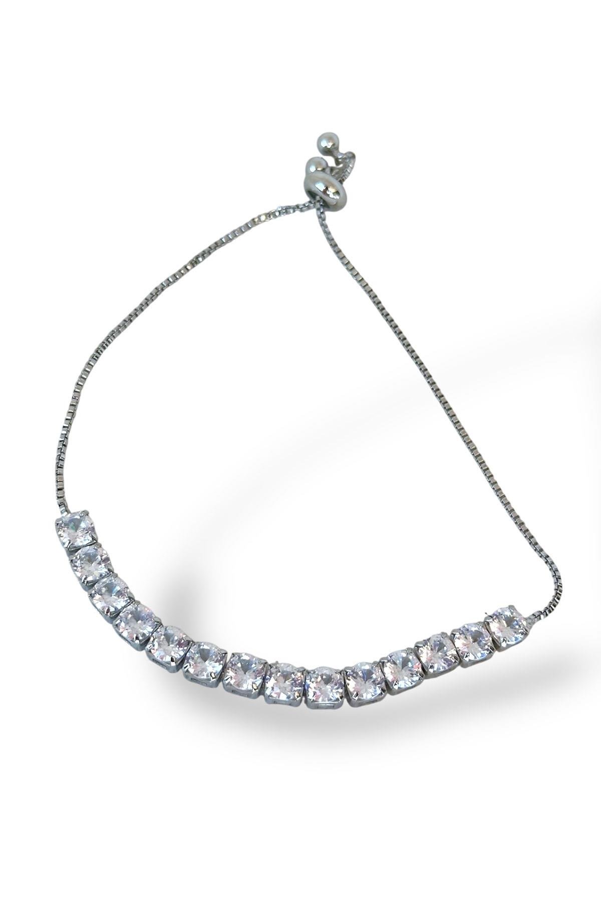 Gümüş Renk Taş Detaylı Bileklik