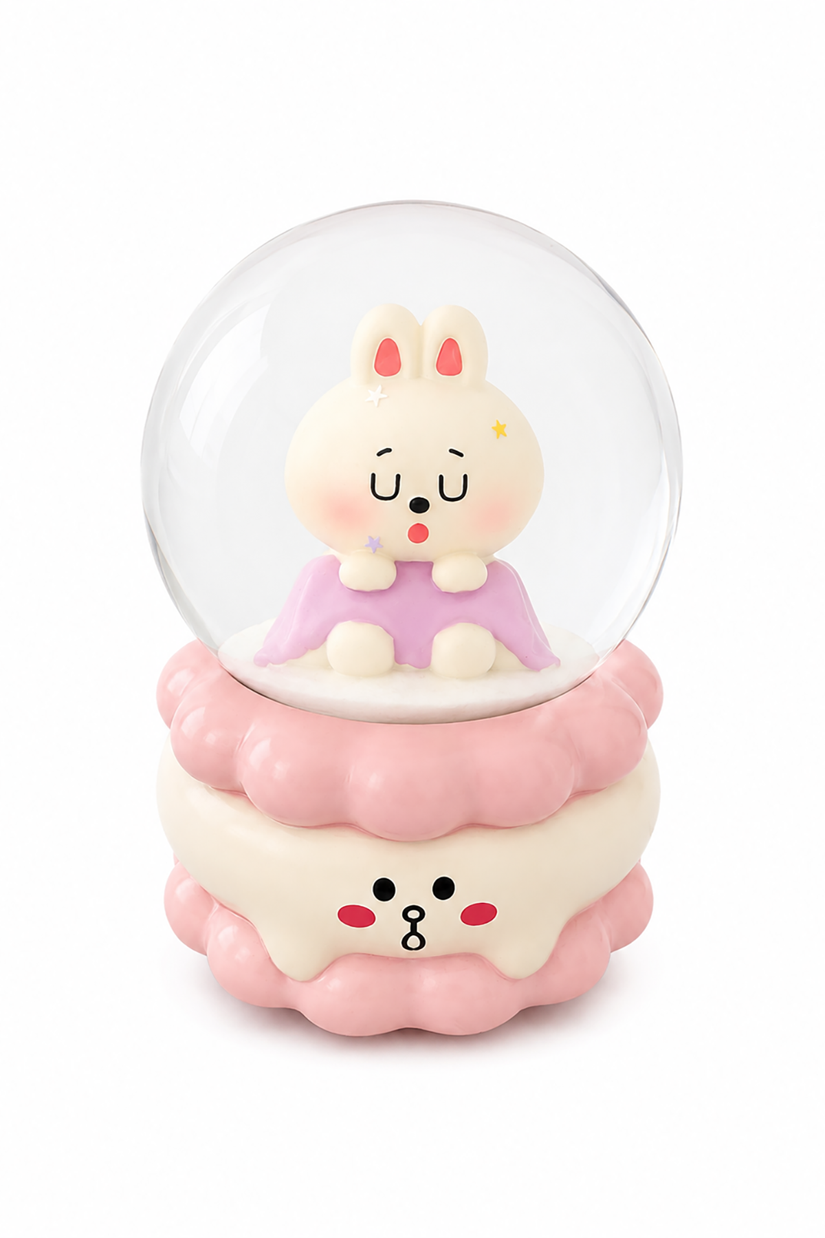 Pembe Renk Tavşan Figürlü Küçük Boy Işıklı Kar Küresi