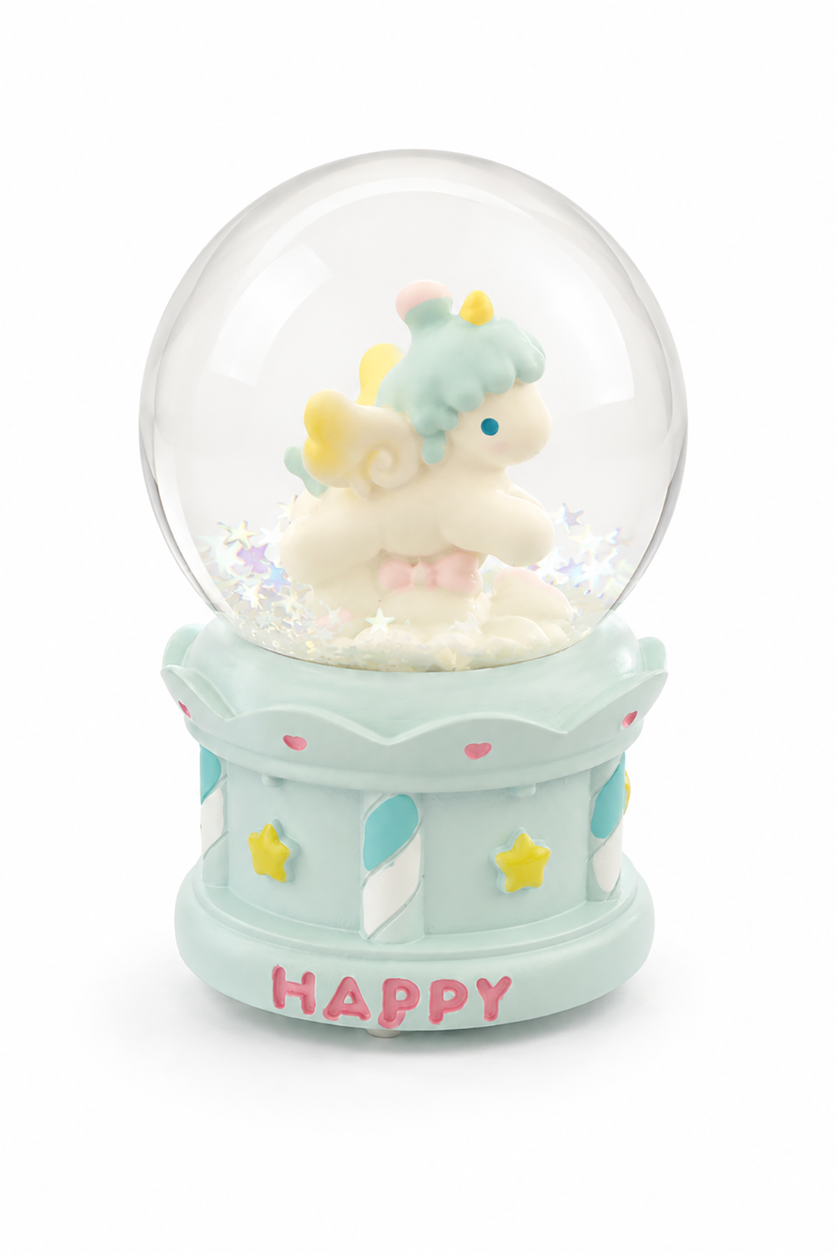 Mavi Renk Unicorn Figürlü Işıklı Mini Kar Küresi 