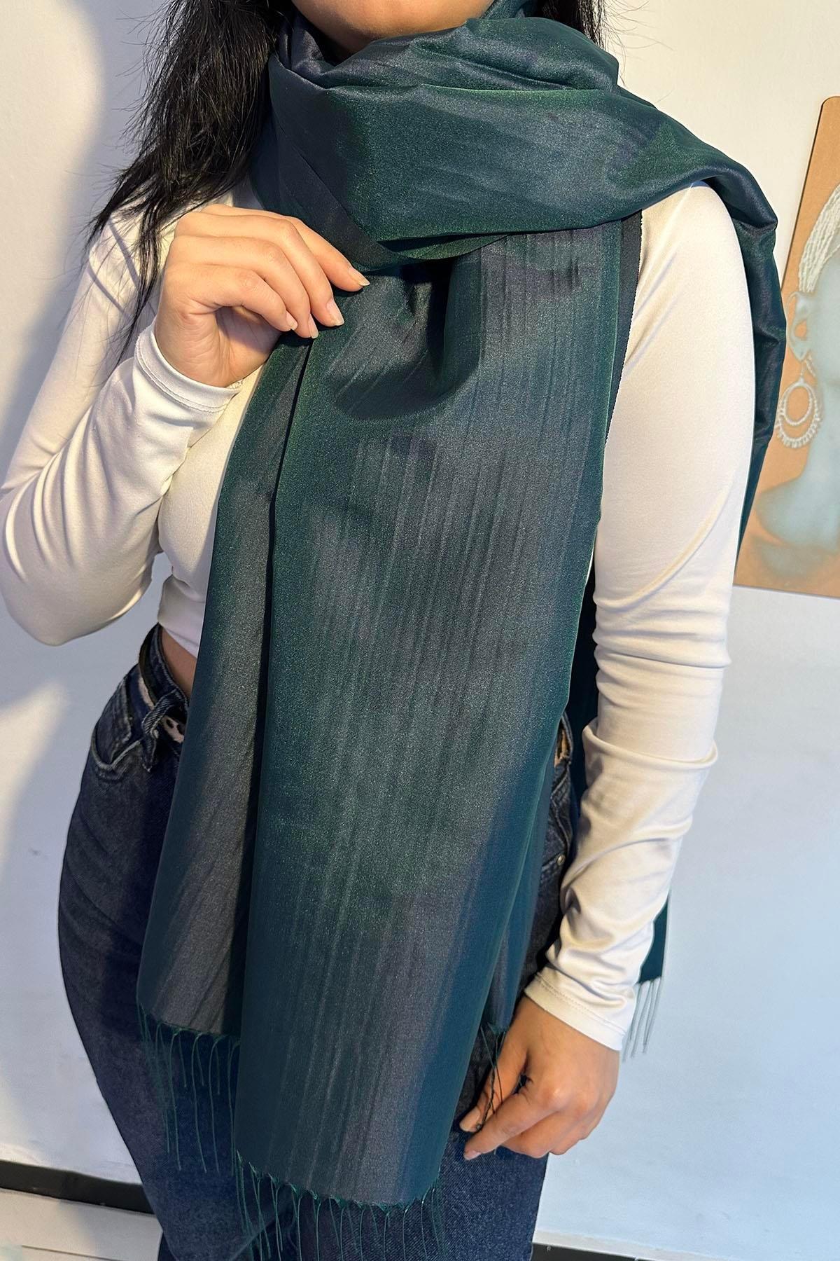  Yeşil Renk Tafta Şal  