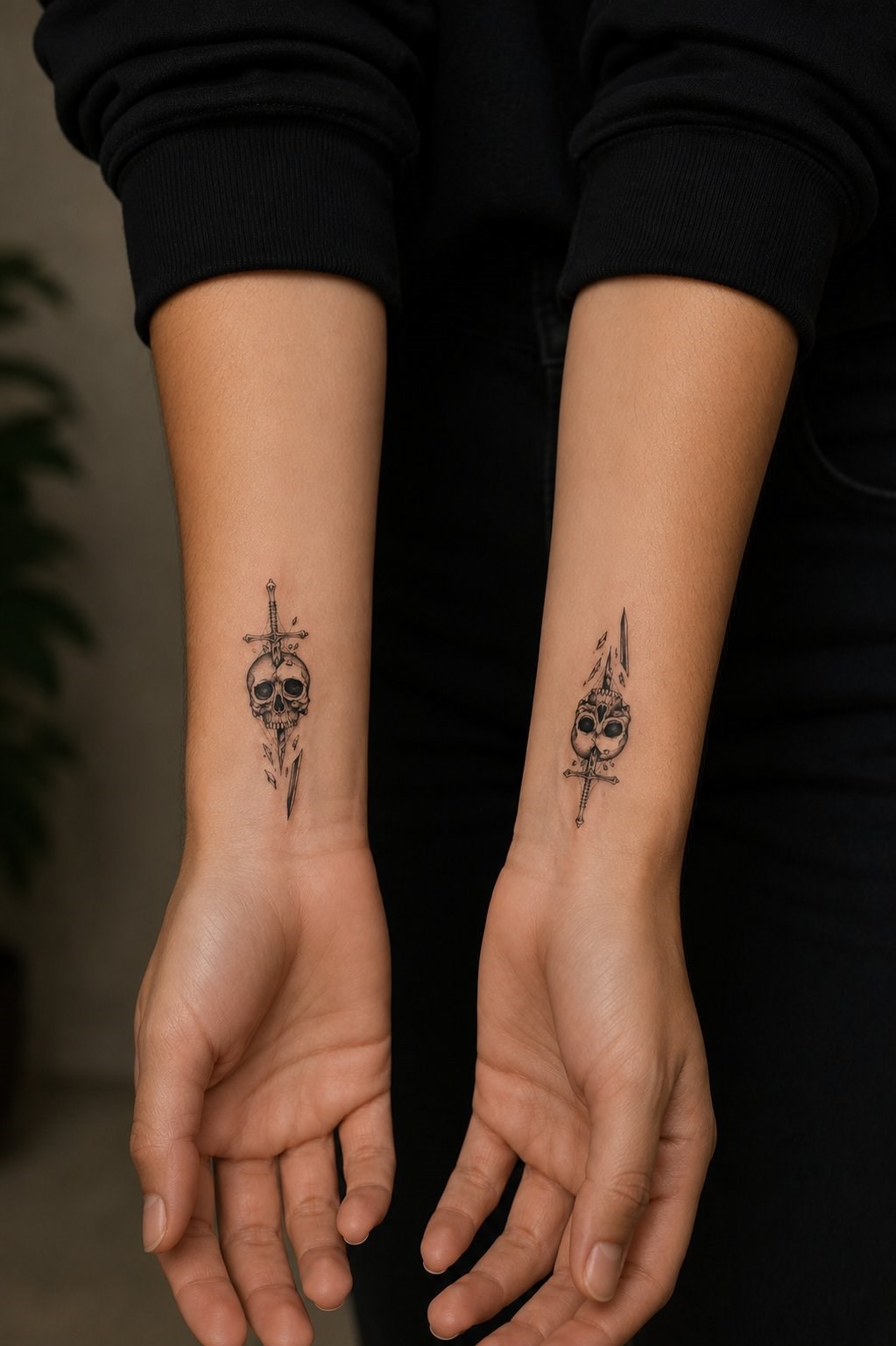 Kılıç Ve Kurukafa Mini Geçici Dövme Tattoo