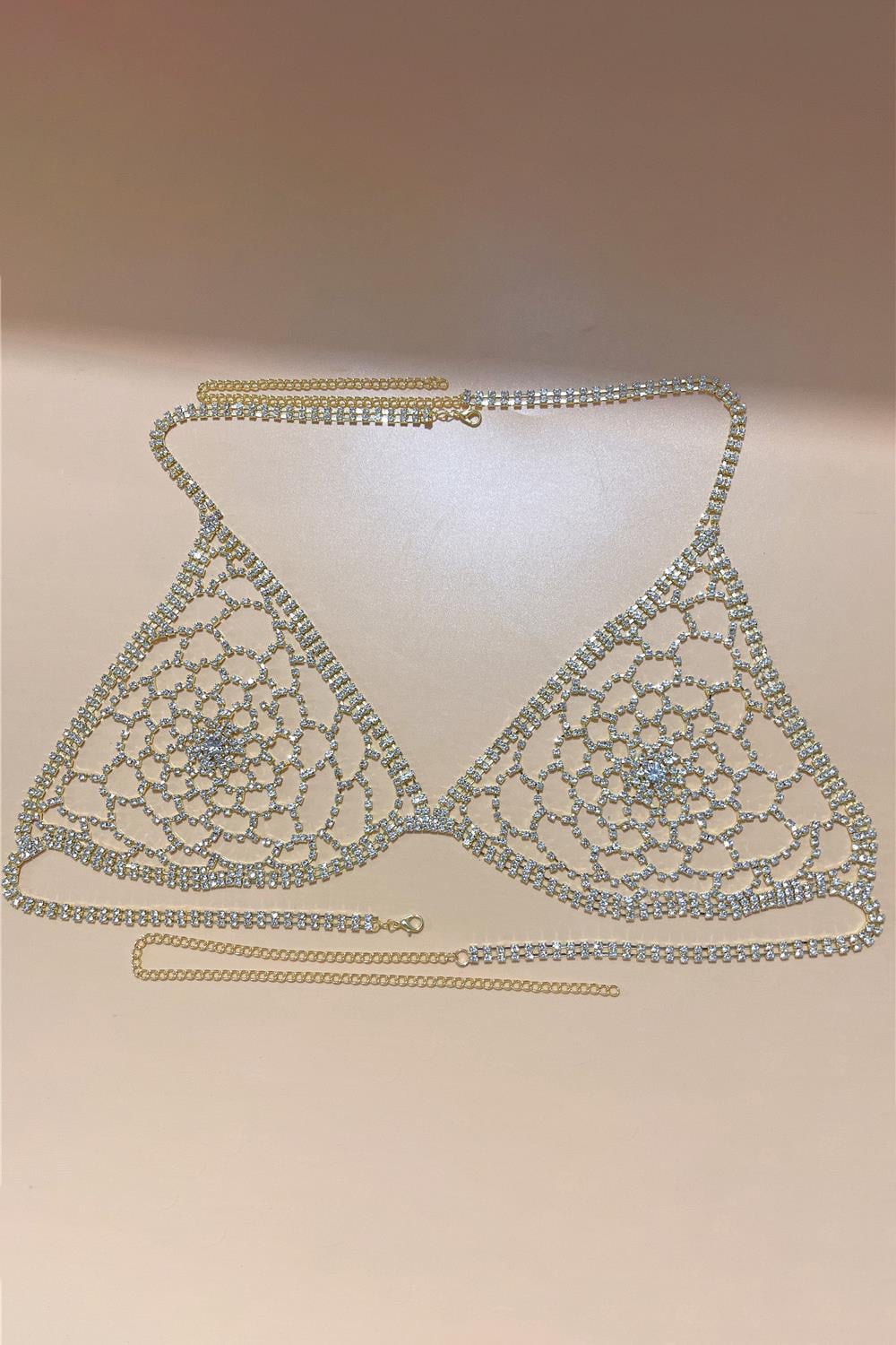 Altın Renk Taşlı Bikini Üstü /Bralet /Vücut Aksesuarı