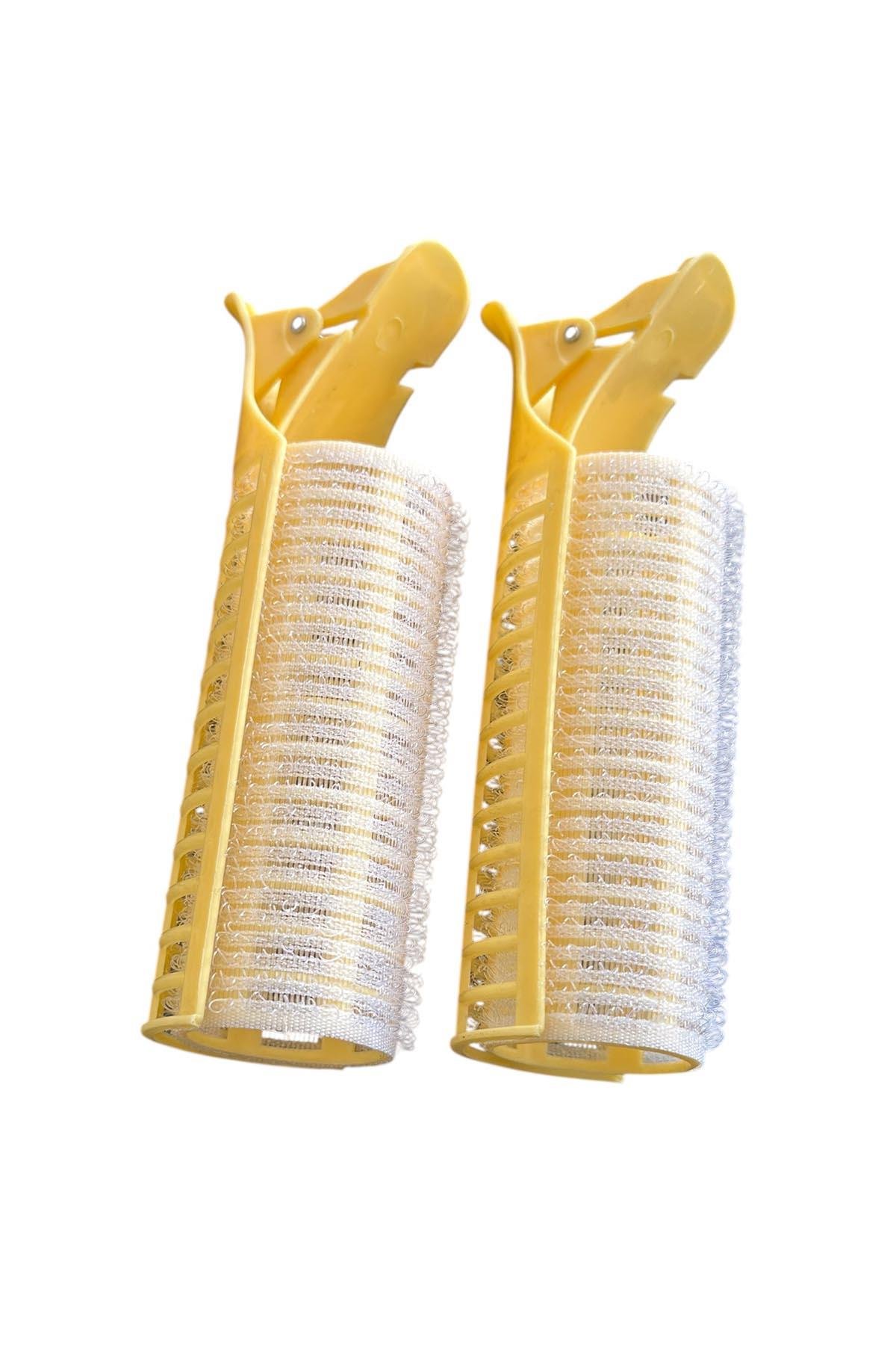 Sarı Renk İkili Pens Ve Cırtlı/ Yapışkanlı Saç Bigudisi /Orta Boy