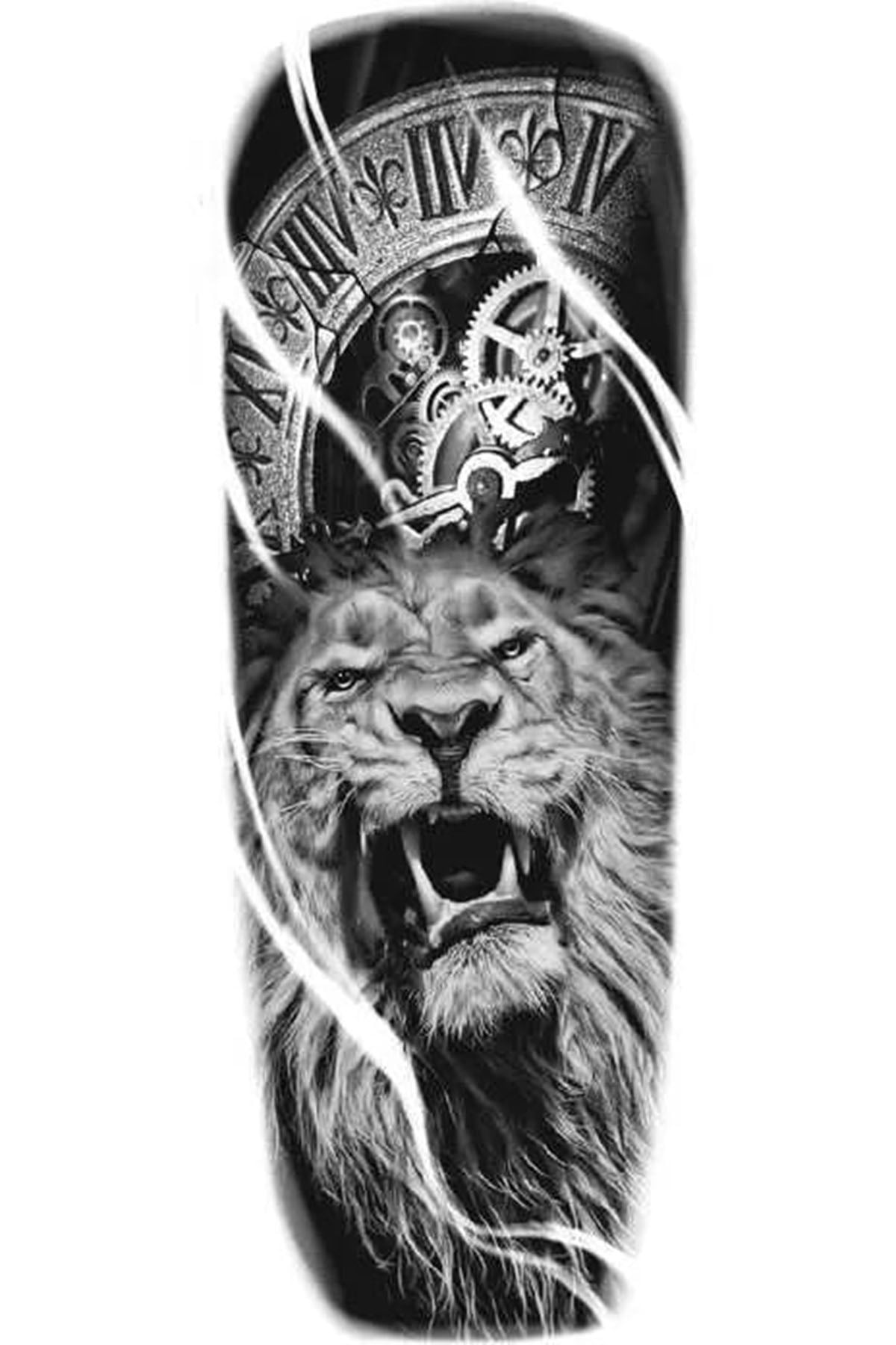 Aslan Saat Dövme Geçici Tattoo