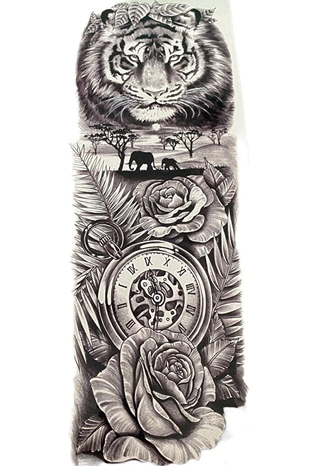 Aslan Saat Dövme Geçici Tattoo