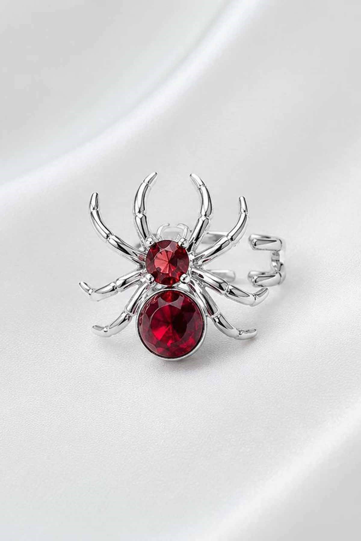 Gümüş Renk Örümcek  Figürlü Taş Detaylı TX Ear Cuff (Tek)