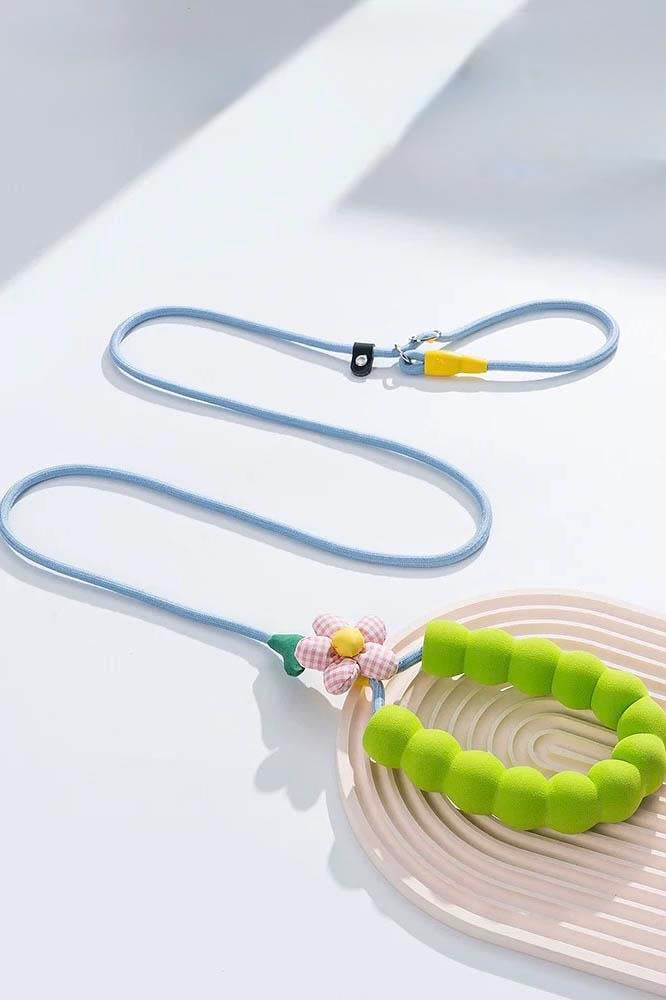 Karışık Renk Çiçek Figürlü İpli Kedi Köpek Tasması