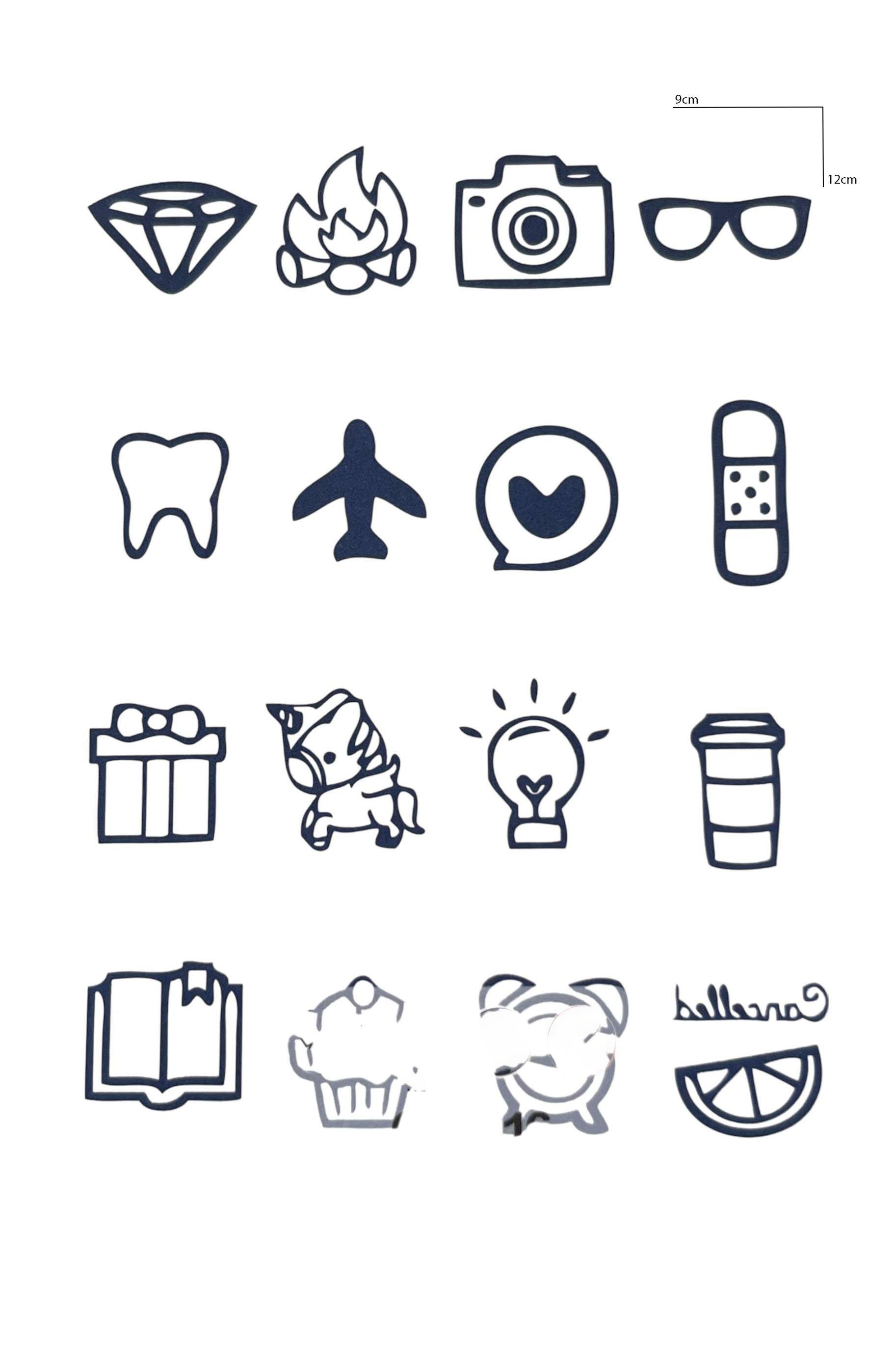 Karışık Figürlü 12 Saat Sonra Kararan Geçici Dövme Tattoo