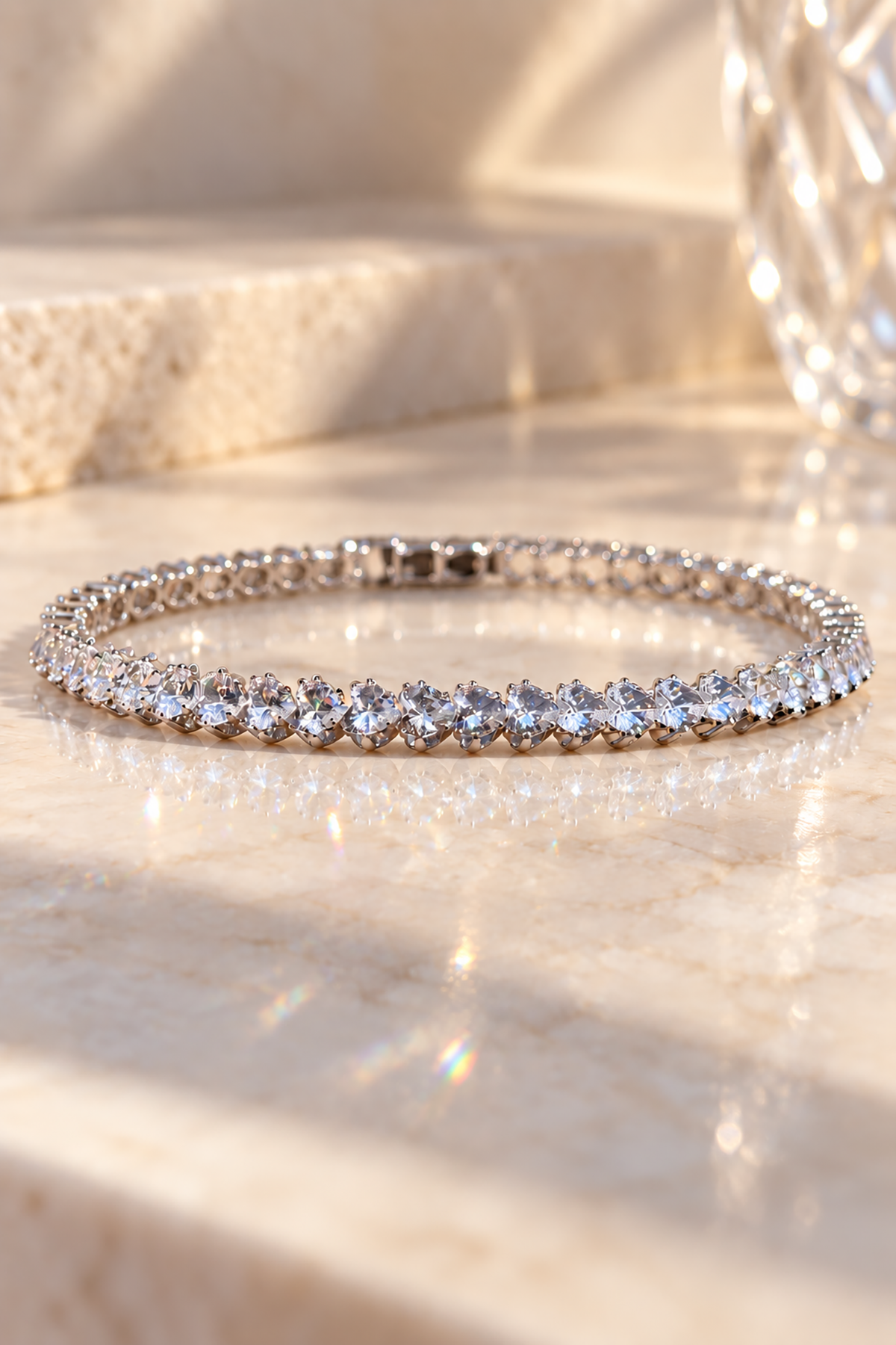 Gümüş Renk Kalp Figürlü Taşlı Choker Kolye