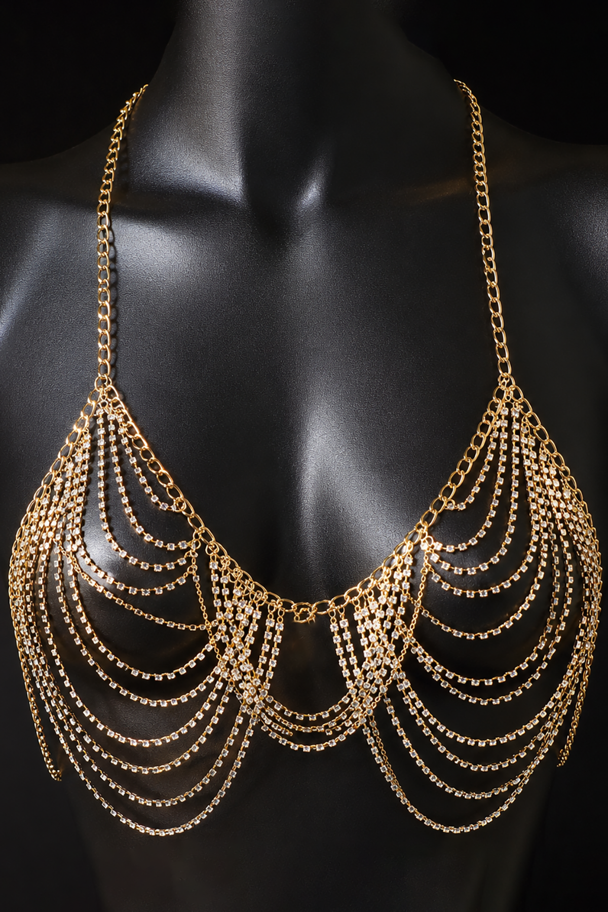 Altın Renk Taş Detaylı Bikini Üstü /Bralet /Vücut Aksesuarı