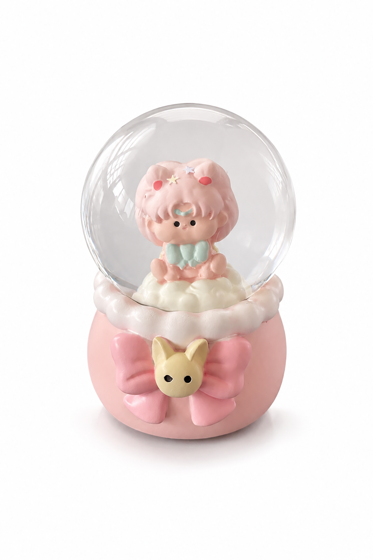 Pembe Renk Kız Figürlü Işıklı Mini Kar Küresi