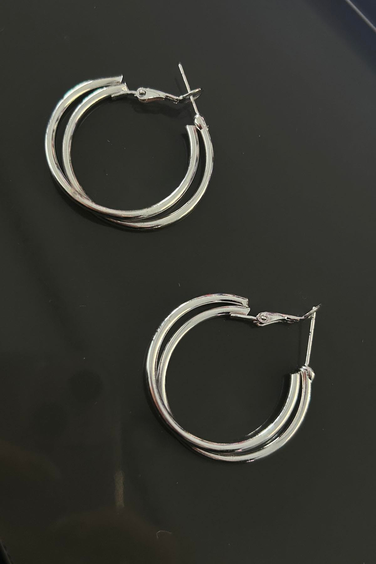Gümüş Renk 30MM Halka Küpe (Çift)