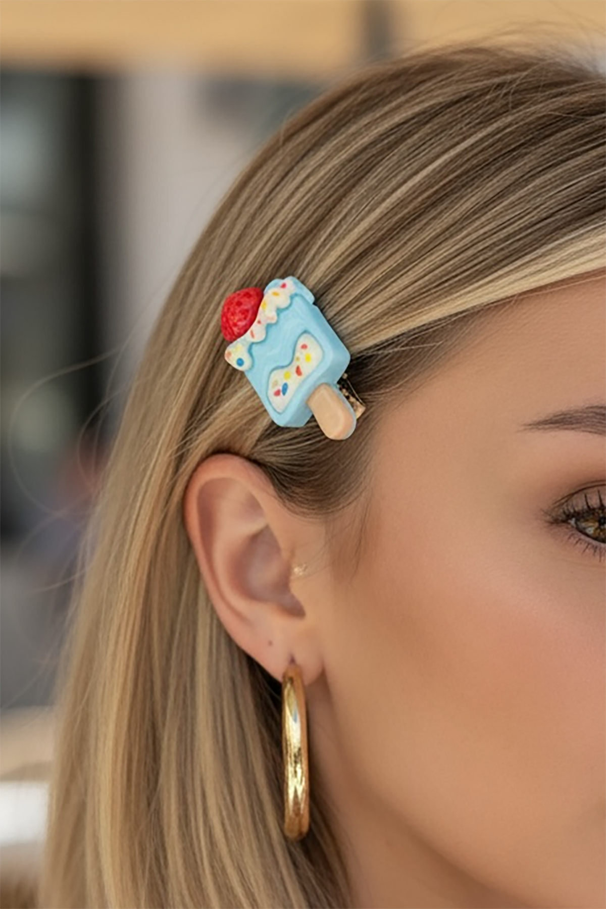 Mavi Renk Dondurma Figürlü Yan Toka