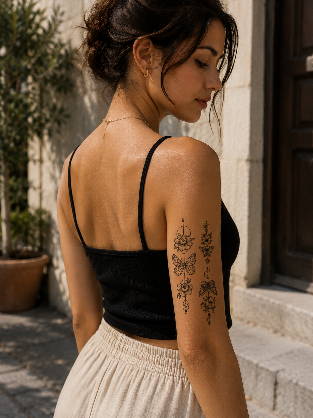 Çiçekli Sonradan Kararan Yarı Kalıcı Geçici Dövme Tattoo