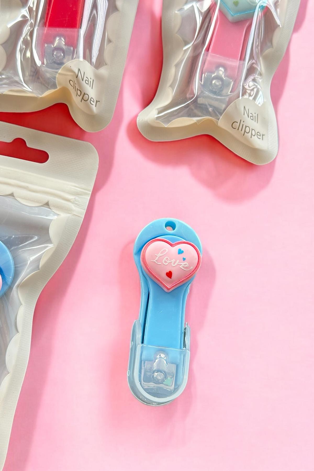 12li Karışık Renk Kalp Figürlü Tırnak Makası Set