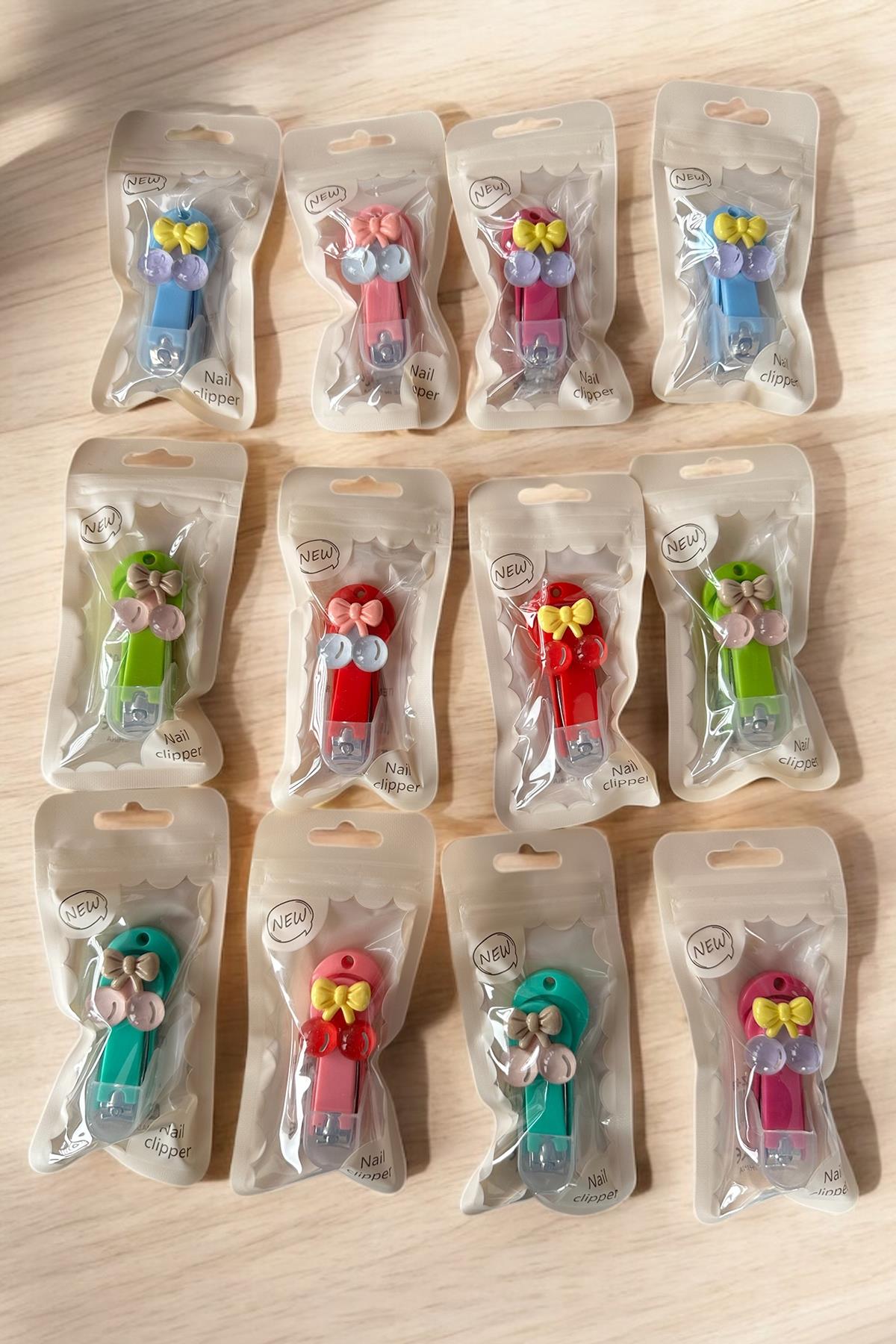 12li Karışık Renk Kiraz Figürlü Tırnak Makası Set