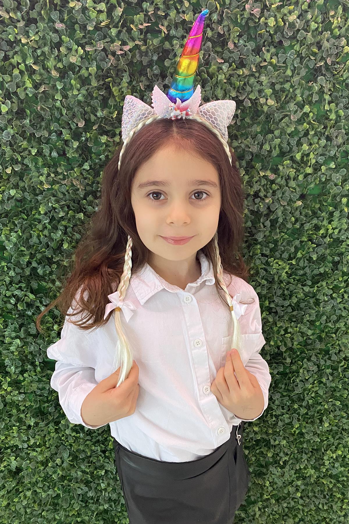 12li Karışık Renk Örgü Detaylı Unicorn Taç