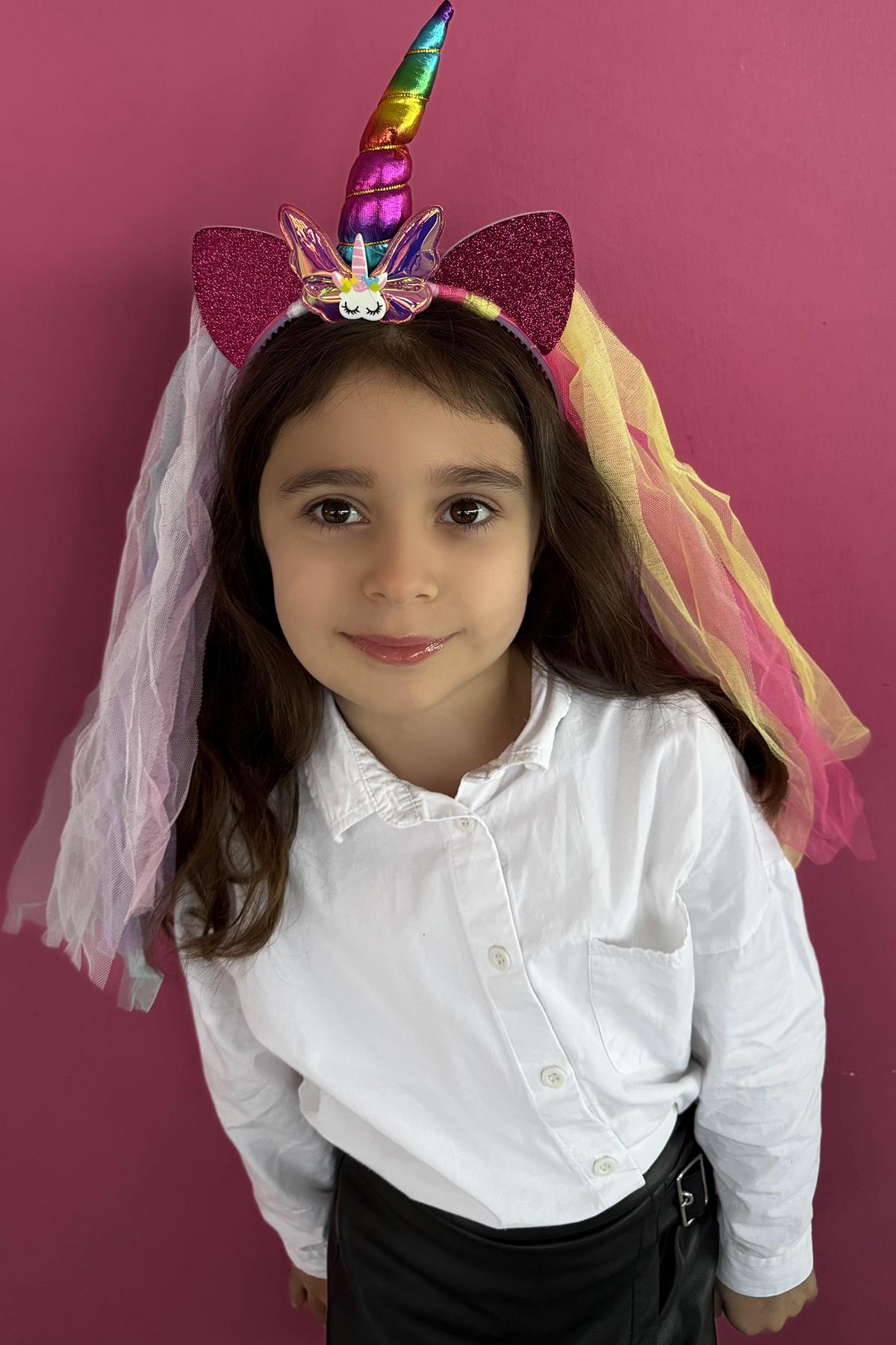 12li Karışık Renk Pelerin Detaylı Unicorn Taç