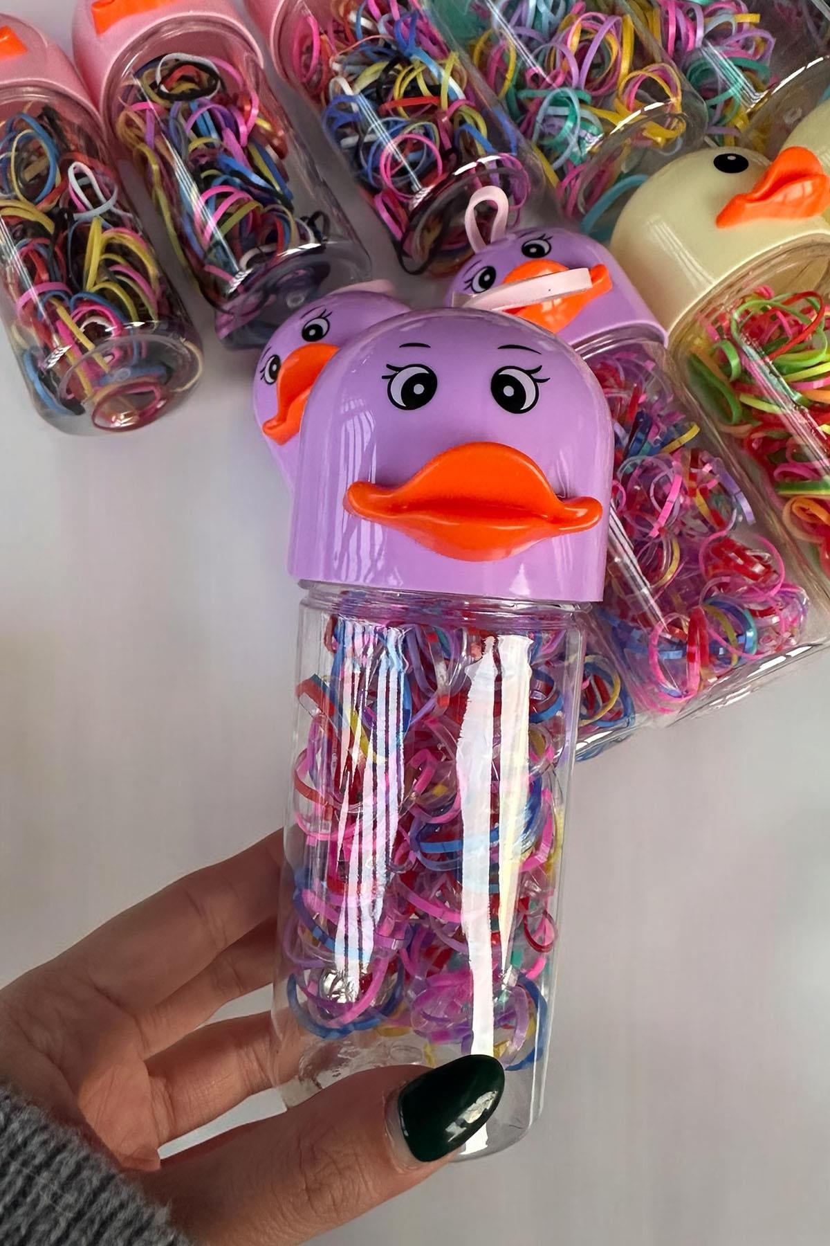 12li Karışık Renk Ördek Figürlü Perma Lastik Toka Set
