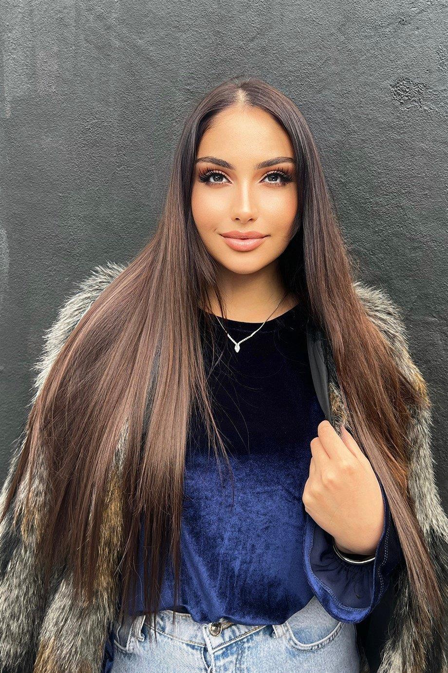 Isıya Dayanıklı Yarım Ay Saç Çıt Çıt / Düz / Kahverengi / 60Cm / 110Gr 