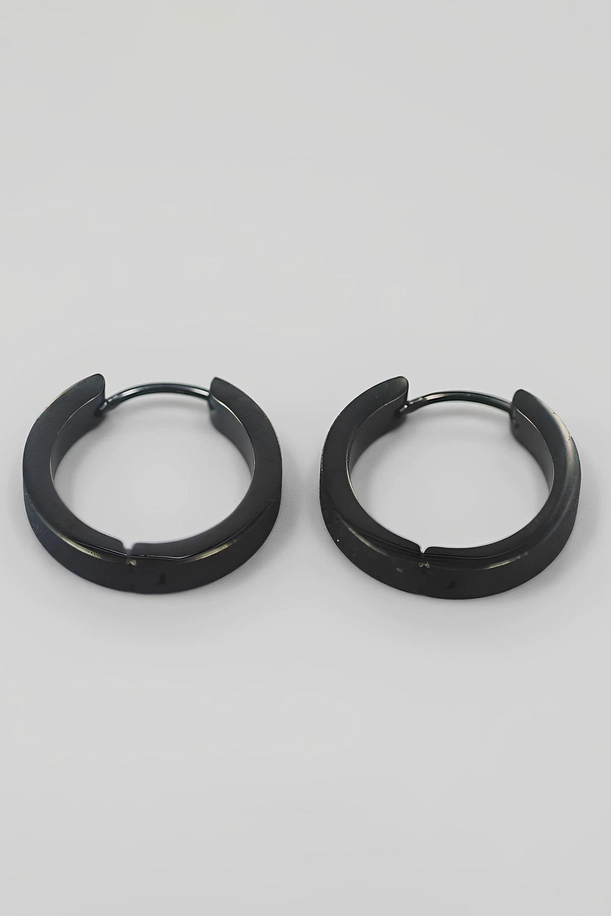 Siyah Renk Unisex Halka Küpe (Çift)