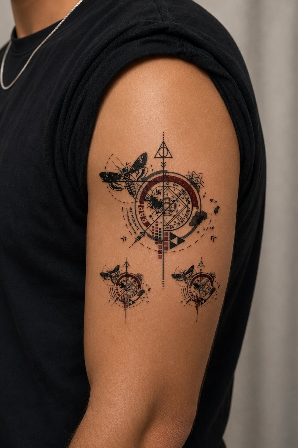 Kırmızılı Pusula Geçici Dövme Tattoo