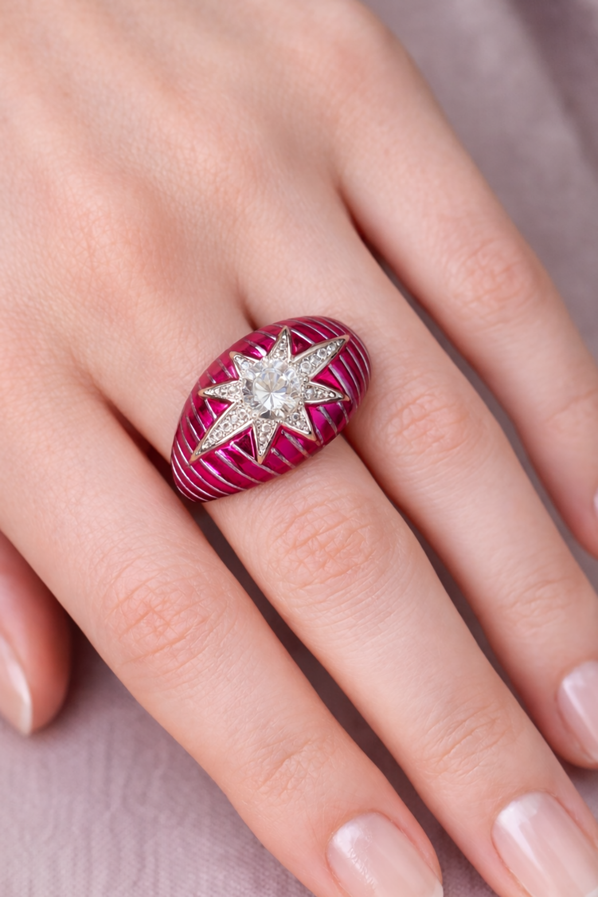 Gümüş Renk Taş Detaylı Ayarlanabilir Yüzük