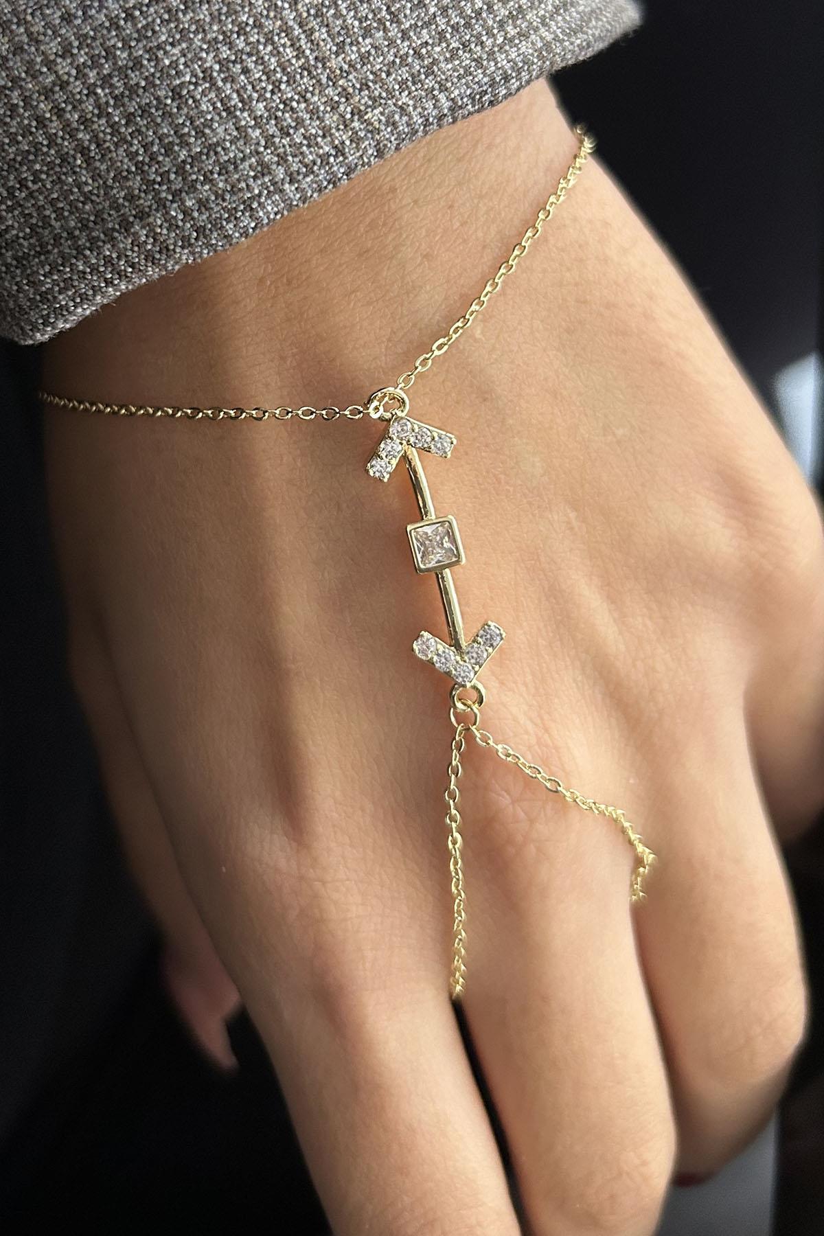 Altın Renk Ok Figürlü 14K Altın Kaplama TX Şahmeran