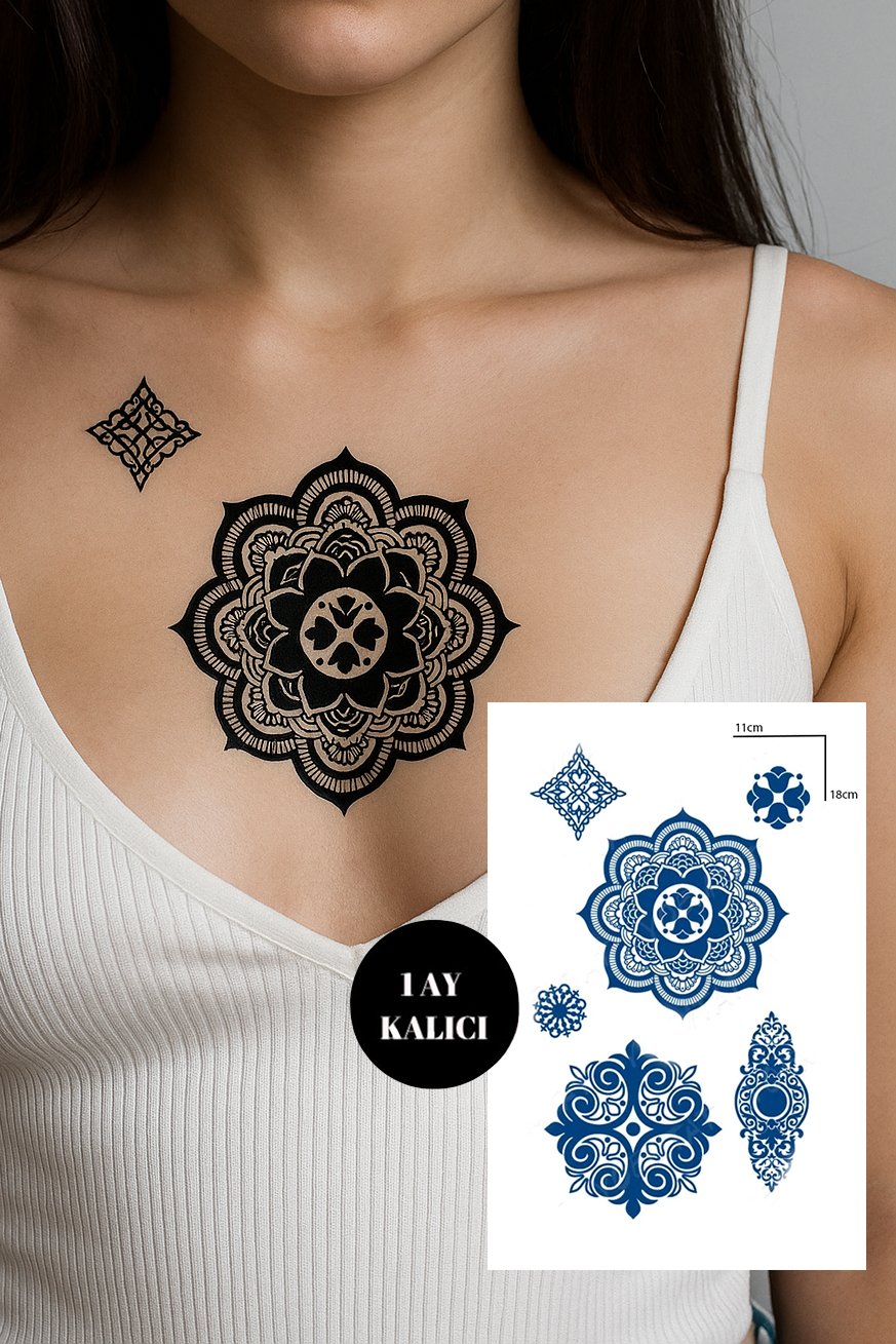 Trabel Figürlü 12 Saat Sonra Kararan Geçici Orta Dövme Tattoo