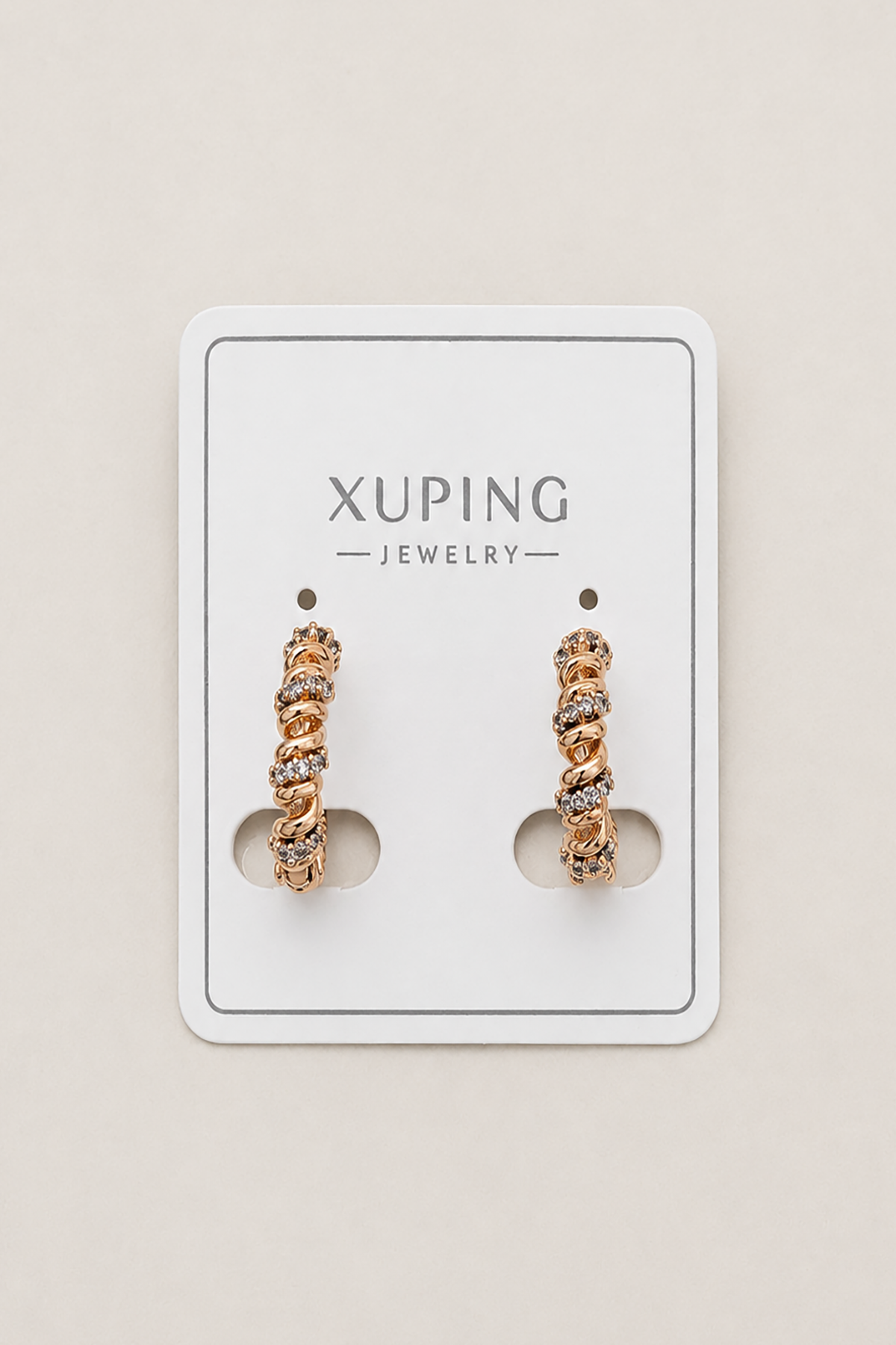 Altın Renk Taş Detaylı Çelik  Xuping Küpe (Çift)