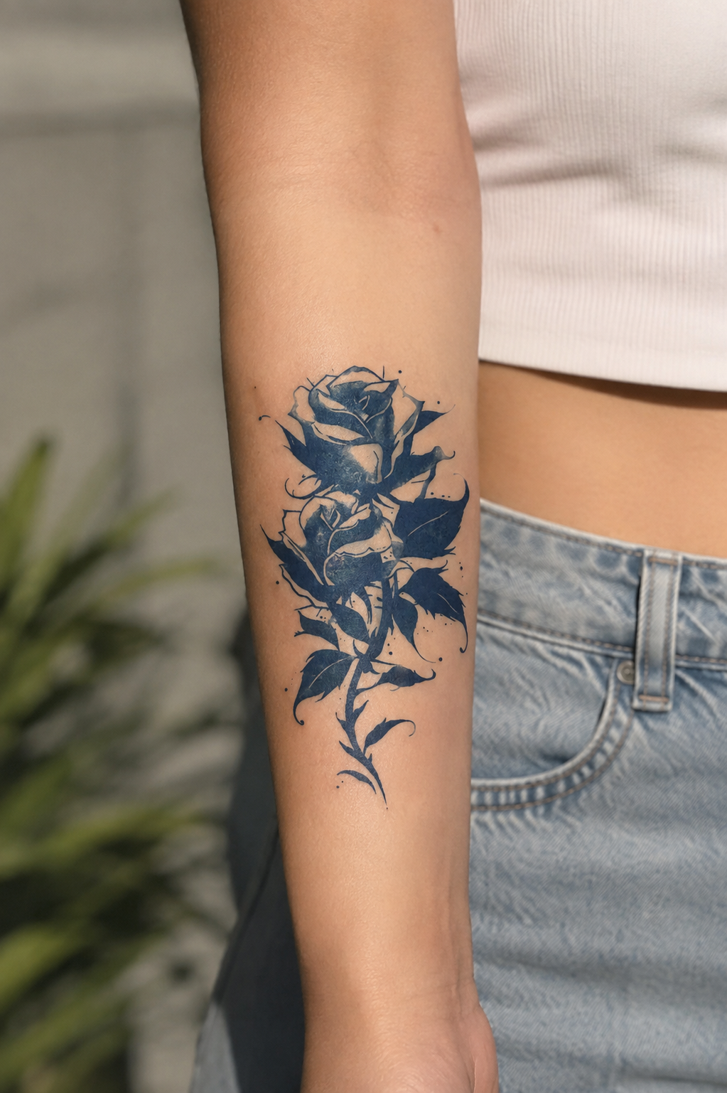 Gül Sonradan Kararan Yarı Kalıcı Geçici Dövme Tattoo