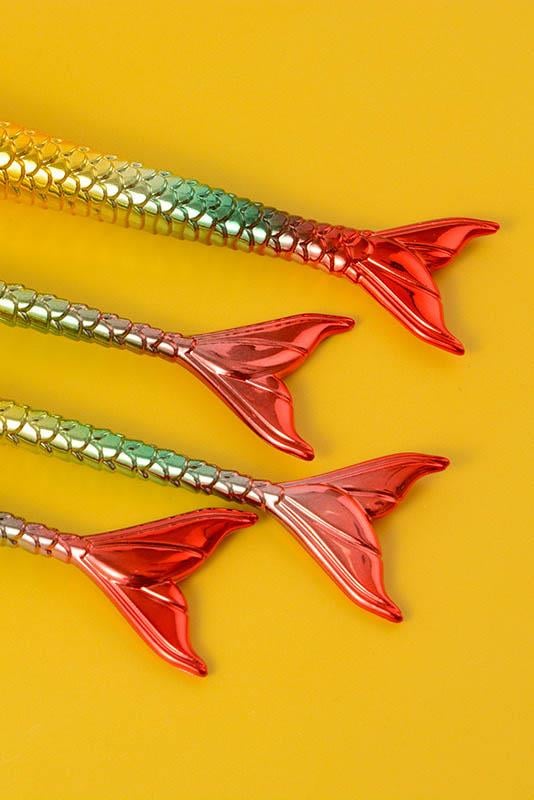 4lü Karışık Renk Balık Kuyruğu Figürlü Makyaj Fırçası Set