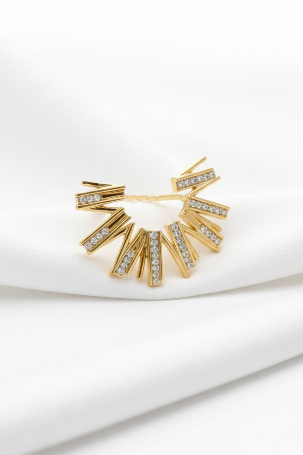 Altın Renk Taşlı Tx Ear Cuff/Kulak Aksesuarı (Tek)