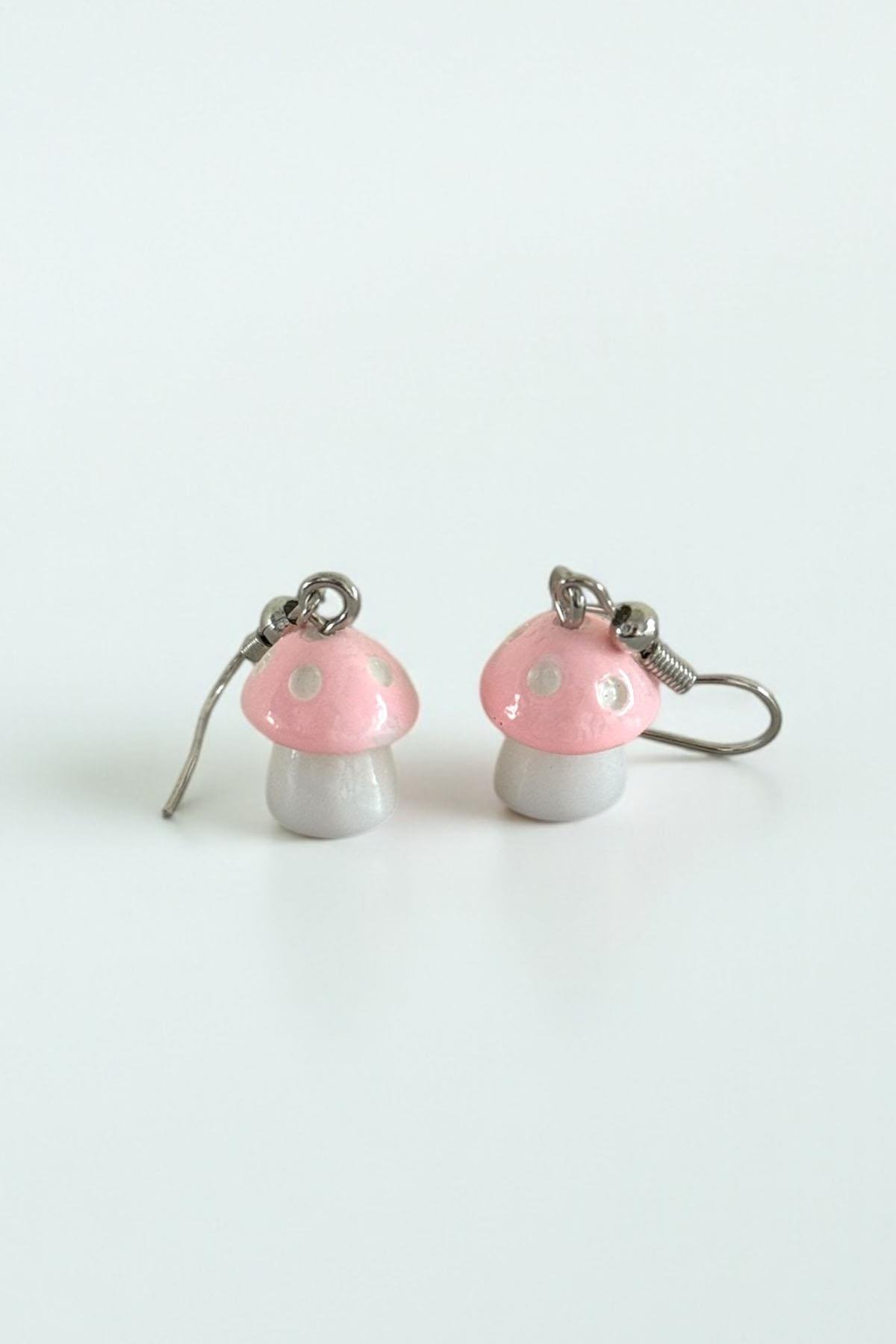 Karışık Renk Mantar Figürlü Çocuk Küpe (Çift)