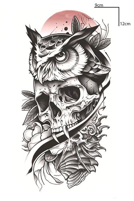 Geçici Baykuş Figürlü Dövme Tattoo