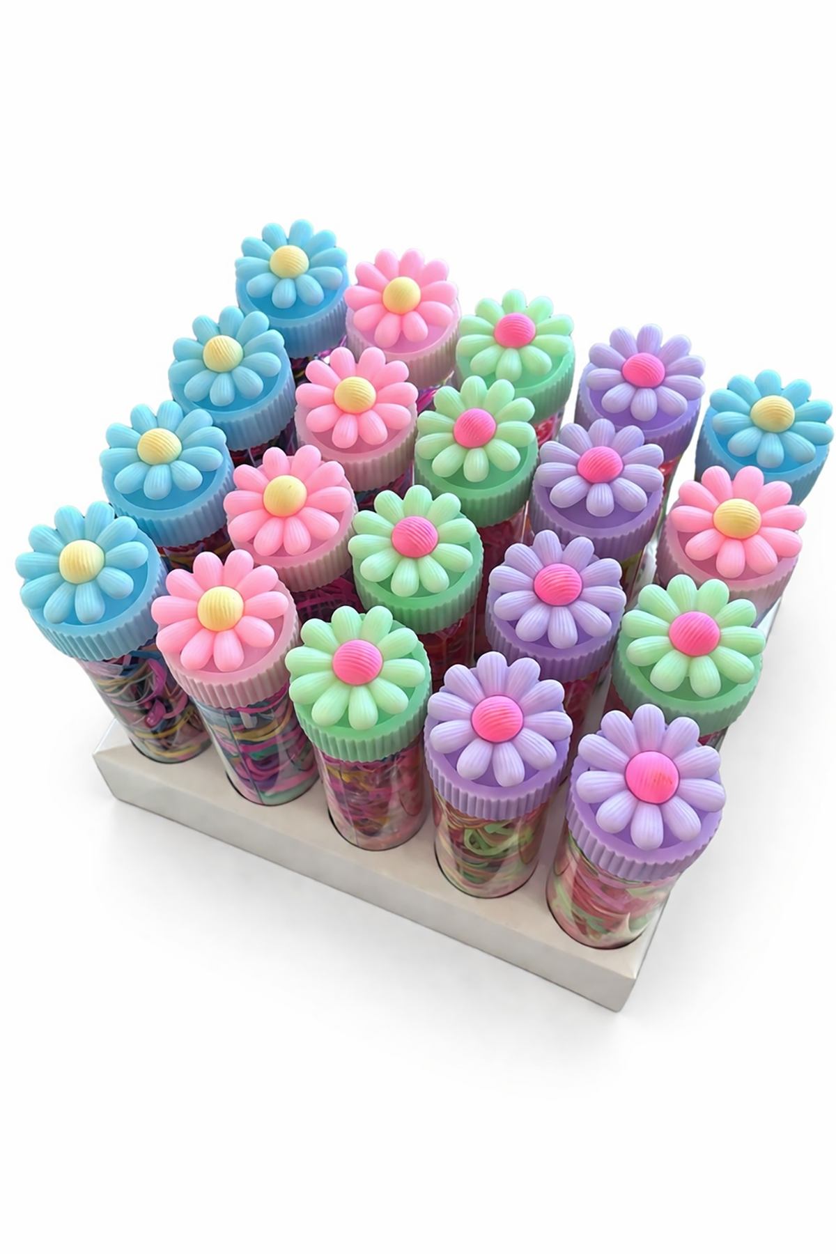 20li Çiçek Figürlü Renkli Perma Lastik Toka Set