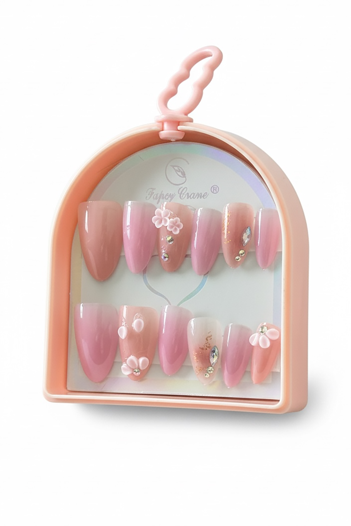 12li Pembe Renk Jel Görünümlü Takma Tırnak (Yapıştırıcılı)