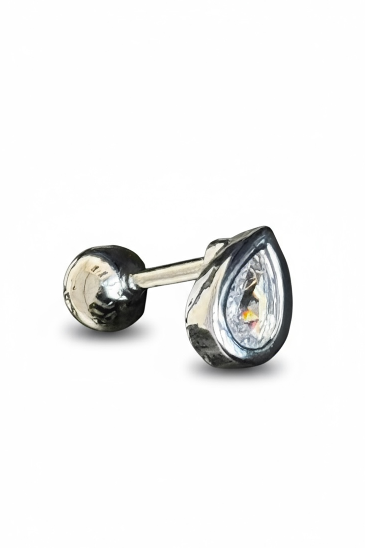 Gümüş Renk Damla Figürlü Cerrahi Çelik Tragus/Kıkırdak Küpe/Piercing (Tek)