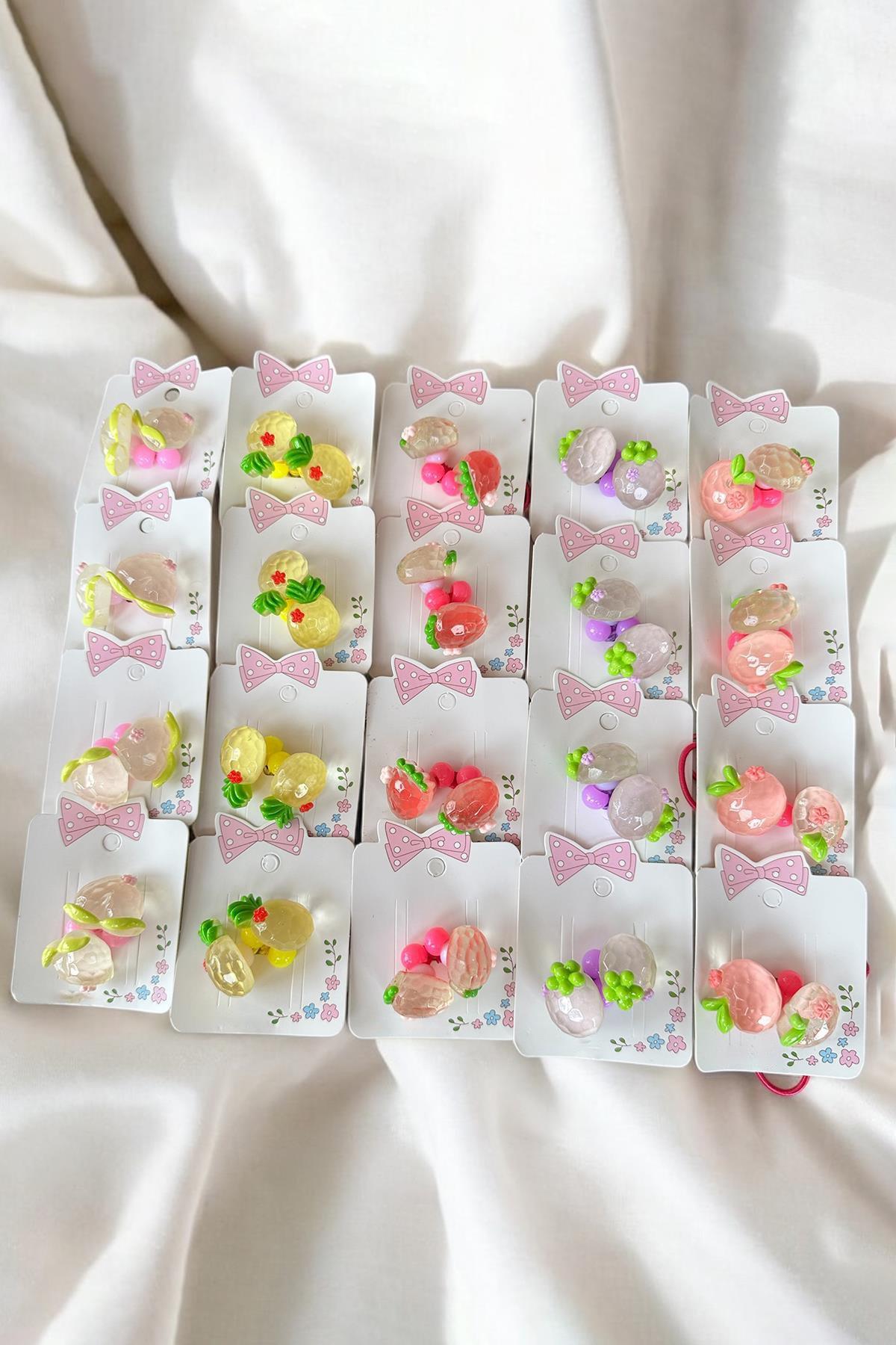 20li Karışık Renk Meyve Figürlü Lastik Toka Set